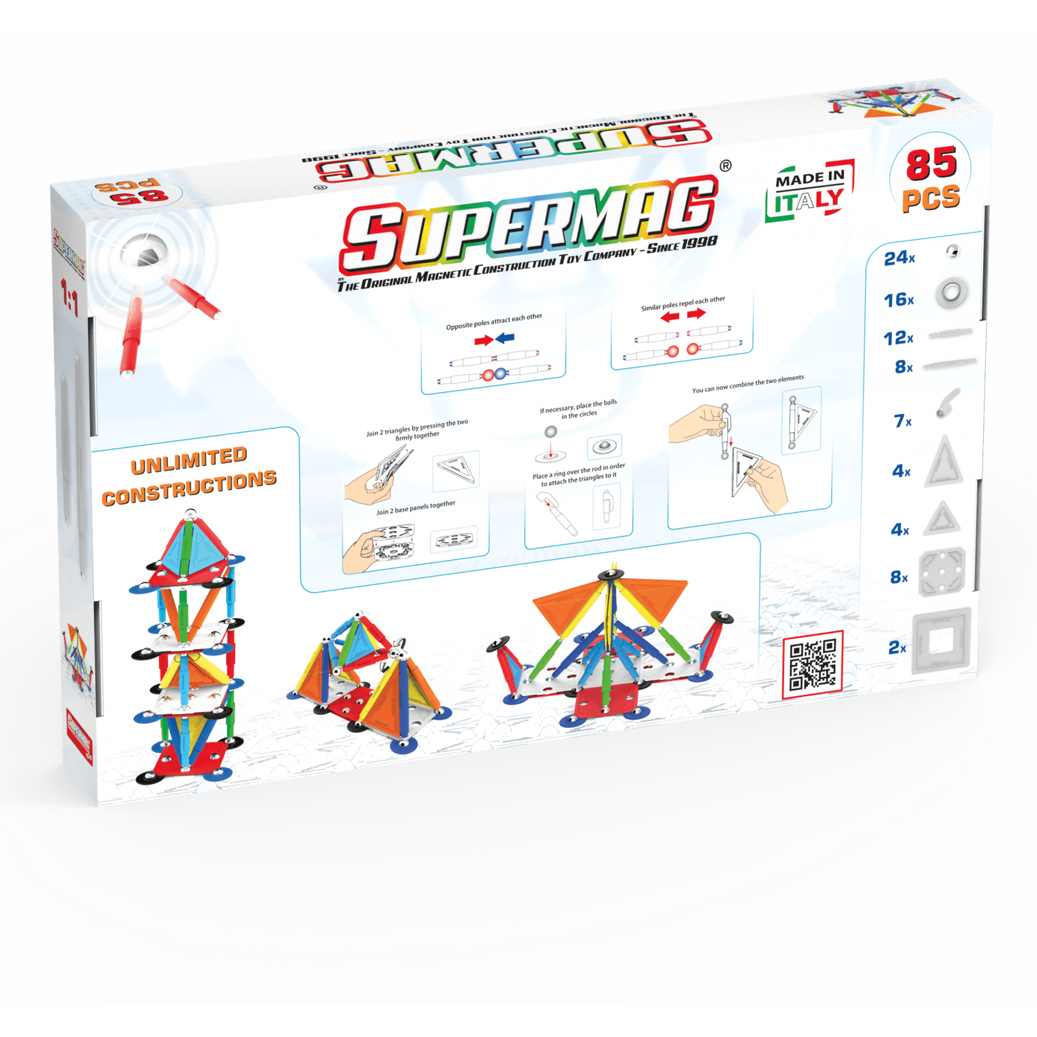 Set de constructie magnetic Supermag Projects Multicolor, 85 piese fotografia produsului View 2 L