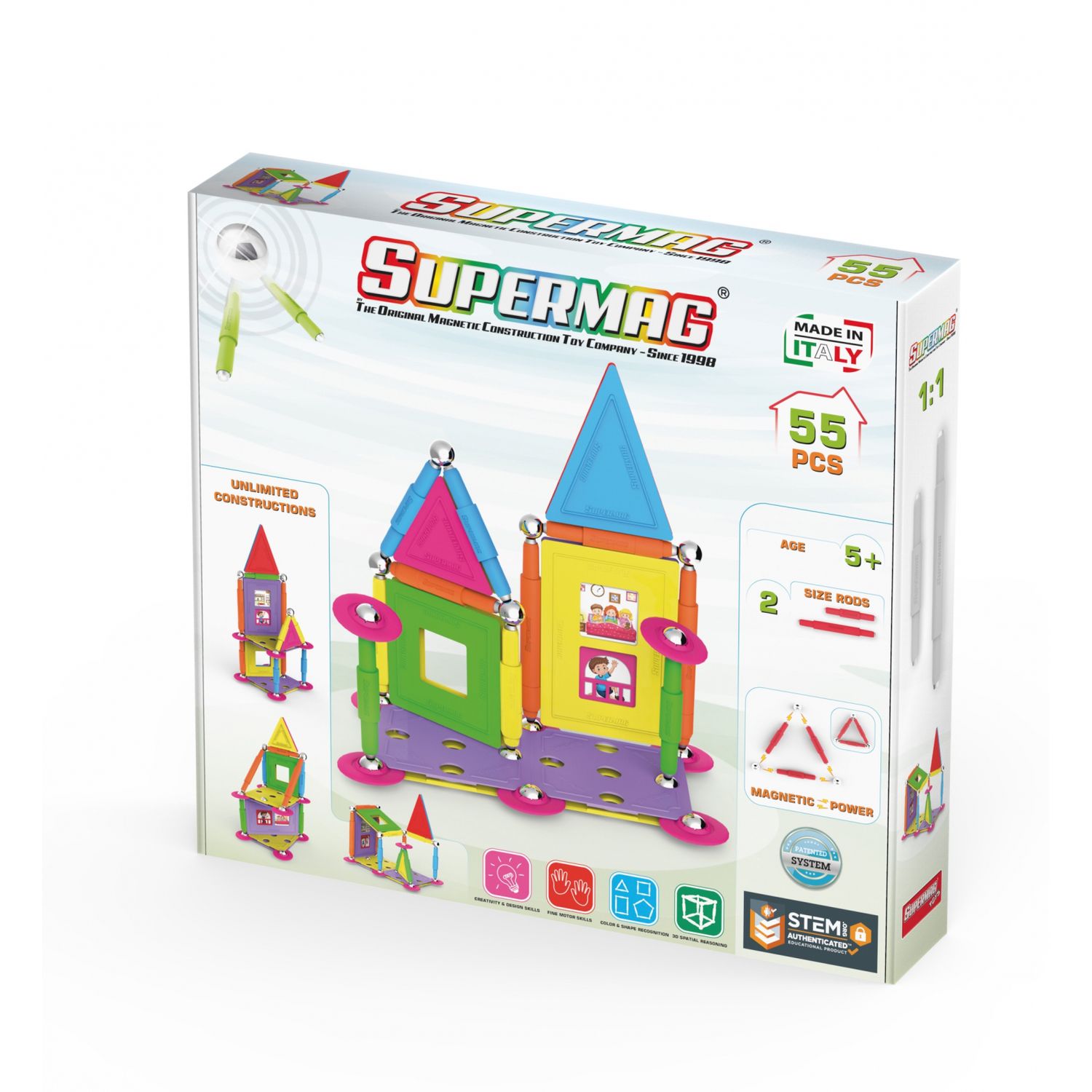 Set de constructie magnetic Supermag Projects House, 55 piese fotografia produsului