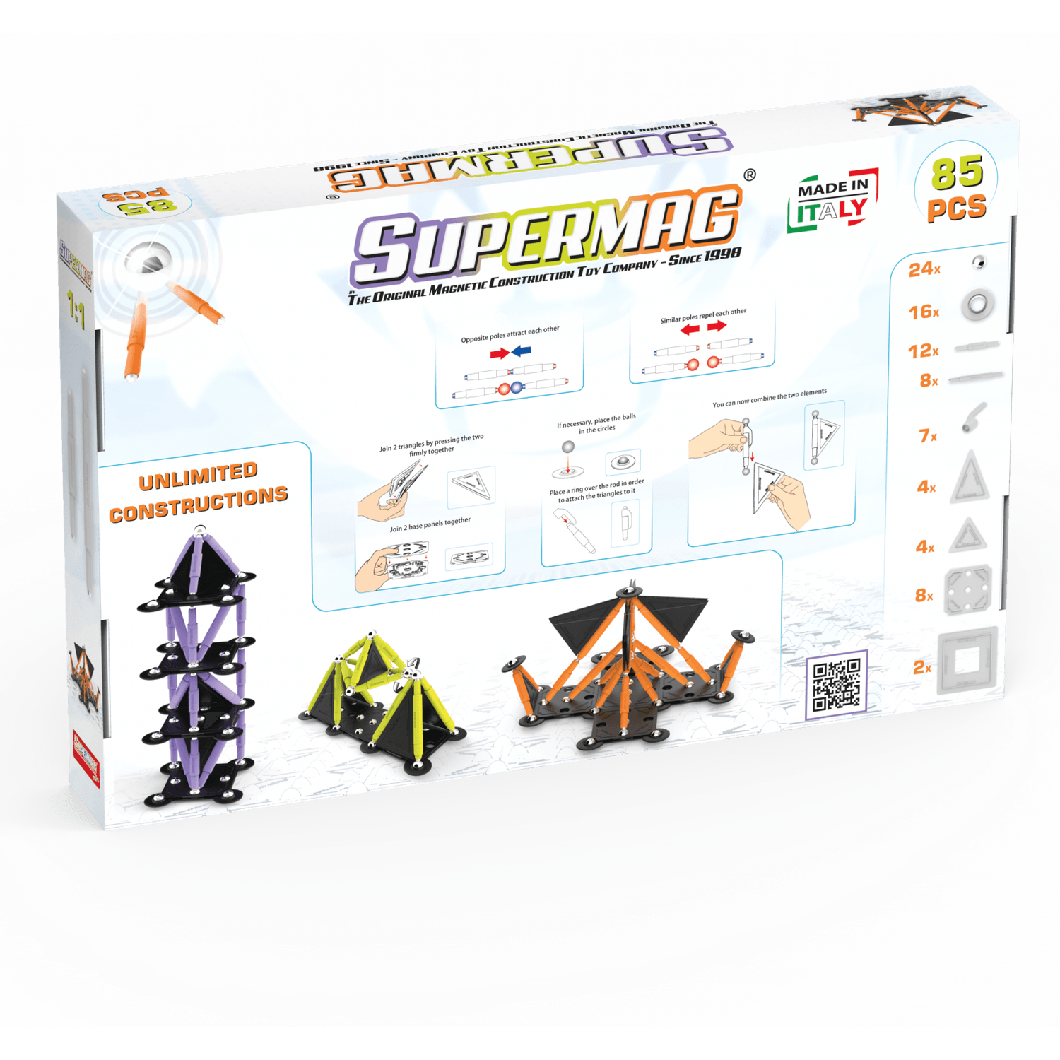 Set de constructie magnetic Supermag Projects Tehnicolor, 85 piese fotografia produsului View 2 L