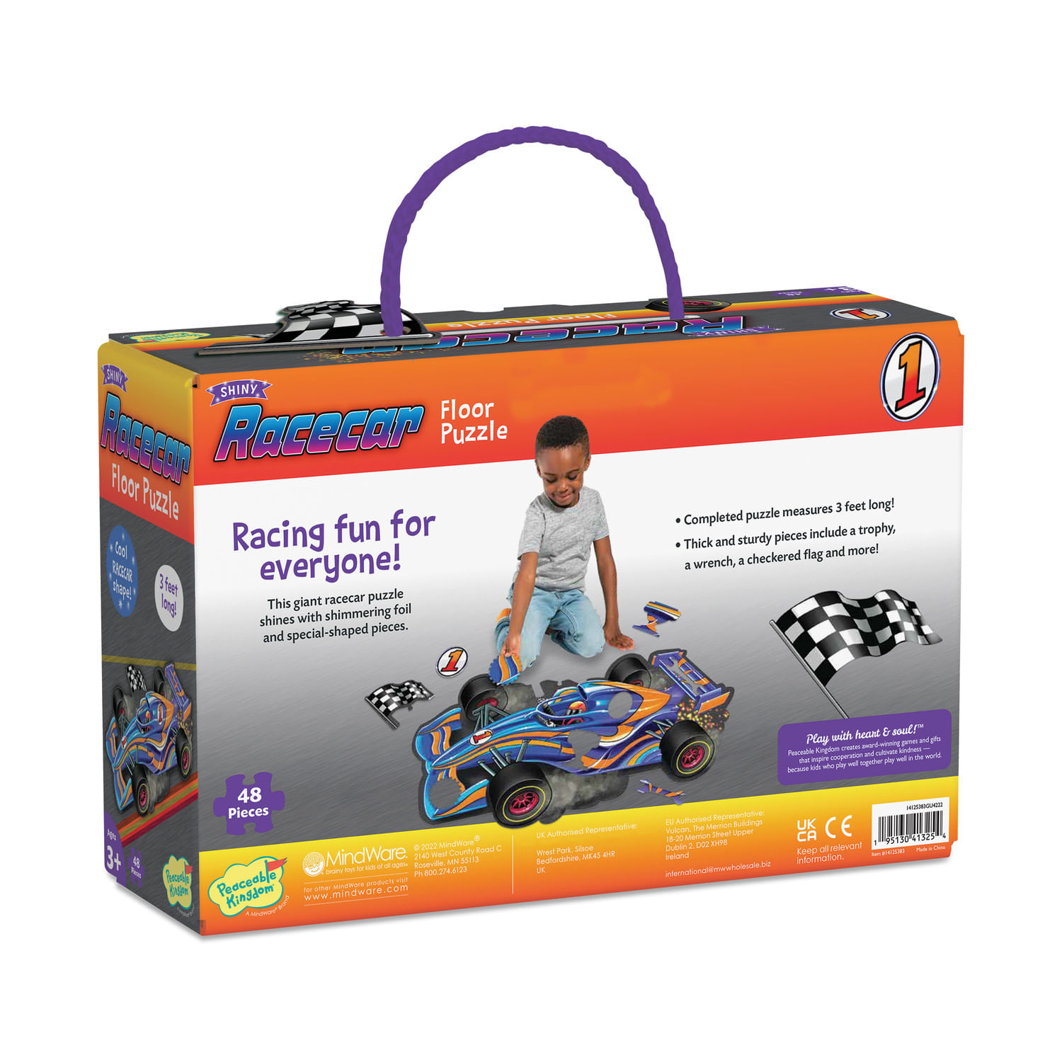 Puzzle de podea in forma de masina de curse, Racecar Floor Puzzle fotografia produsului View 3 L