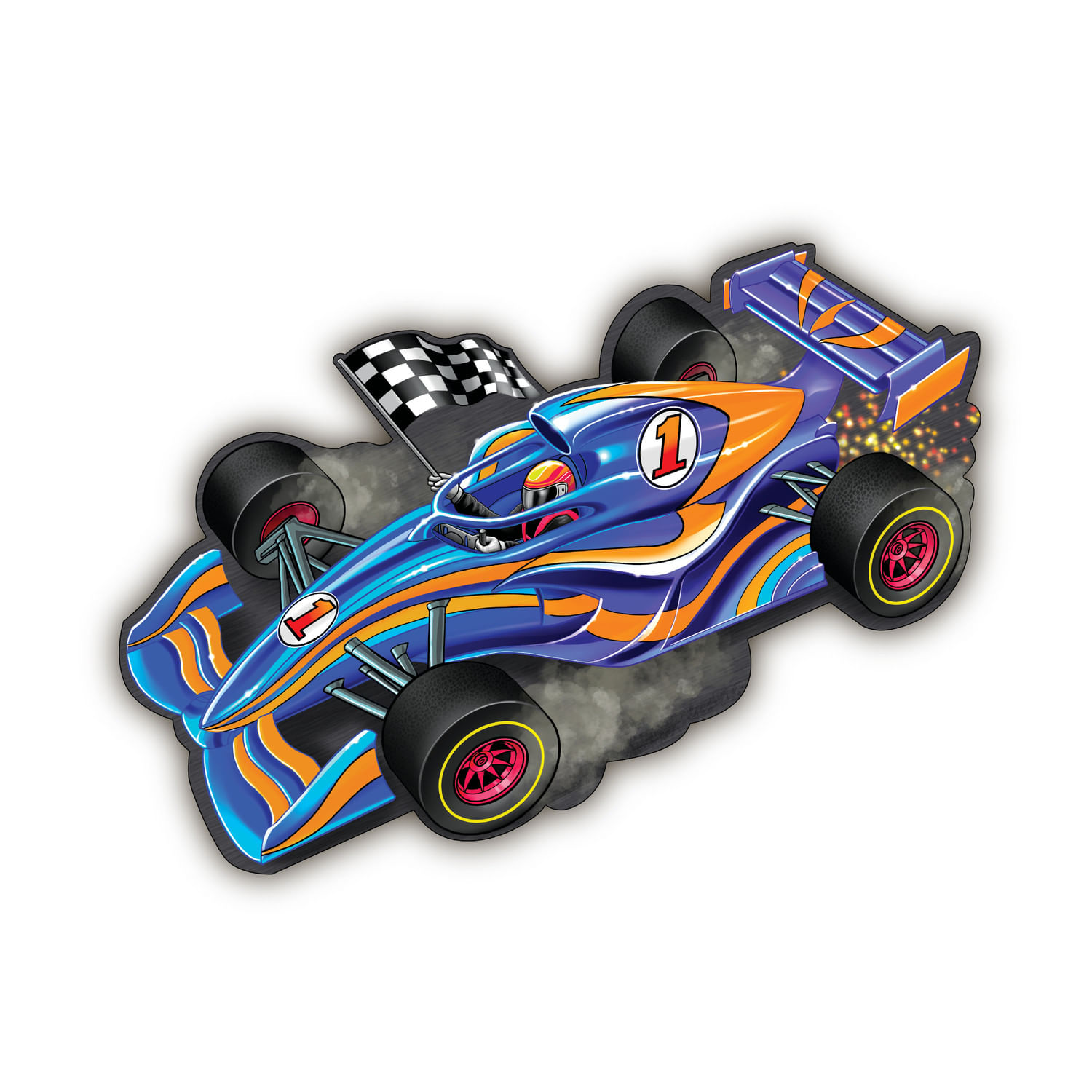 Puzzle de podea in forma de masina de curse, Racecar Floor Puzzle fotografia produsului View 4 L