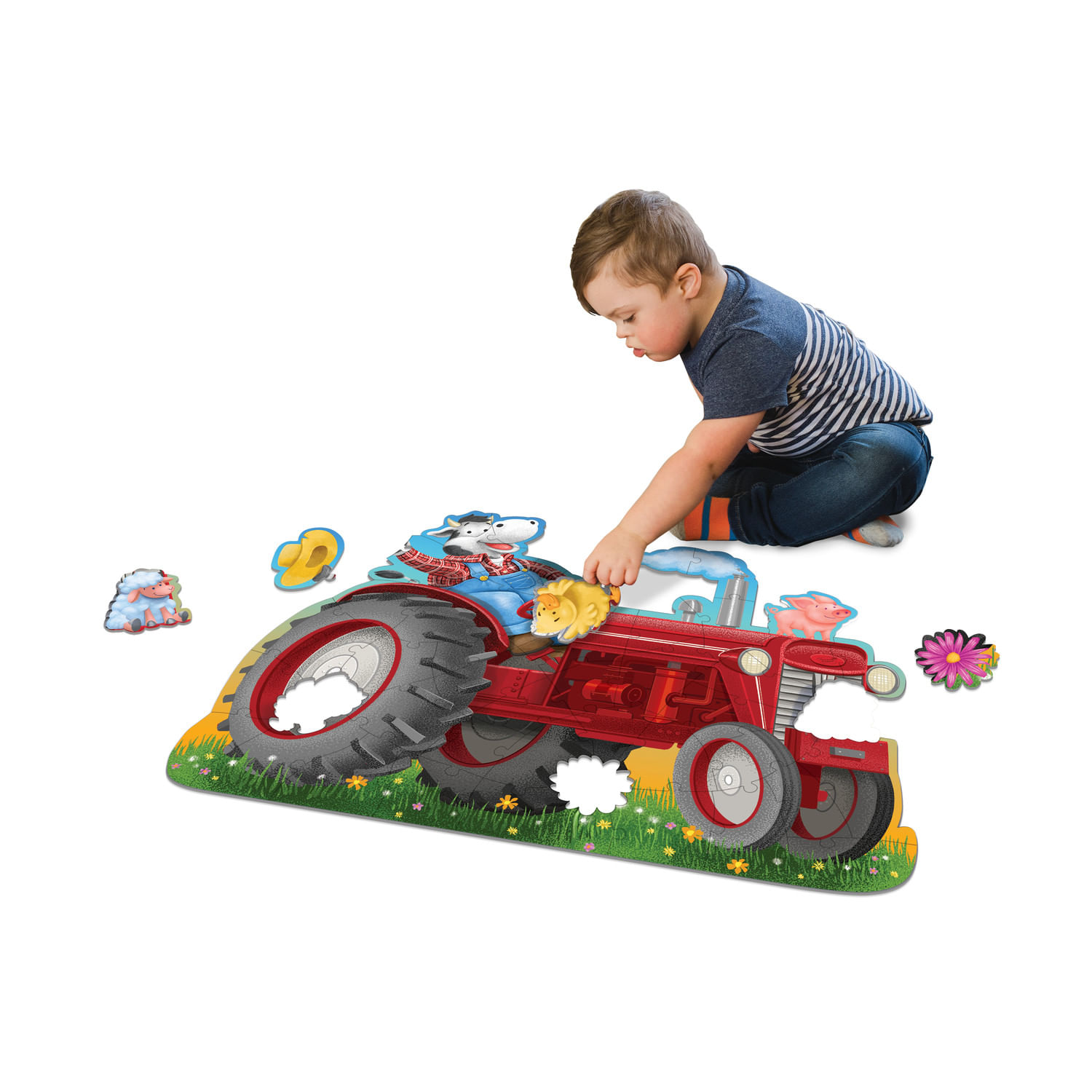 Puzzle de podea in forma de tractor, Shiny Tractor Floor Puzzle fotografia produsului View 3 L