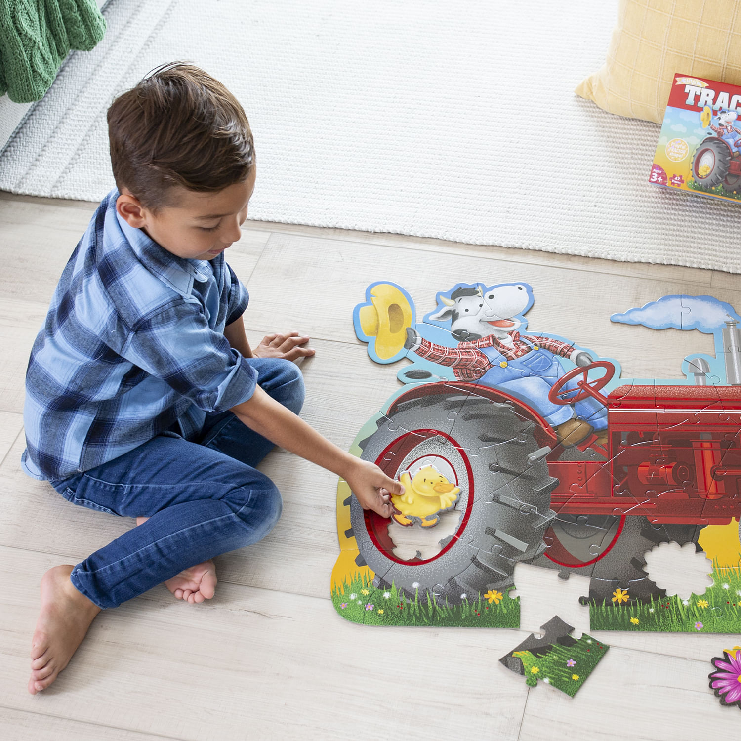 Puzzle de podea in forma de tractor, Shiny Tractor Floor Puzzle fotografia produsului View 4 L