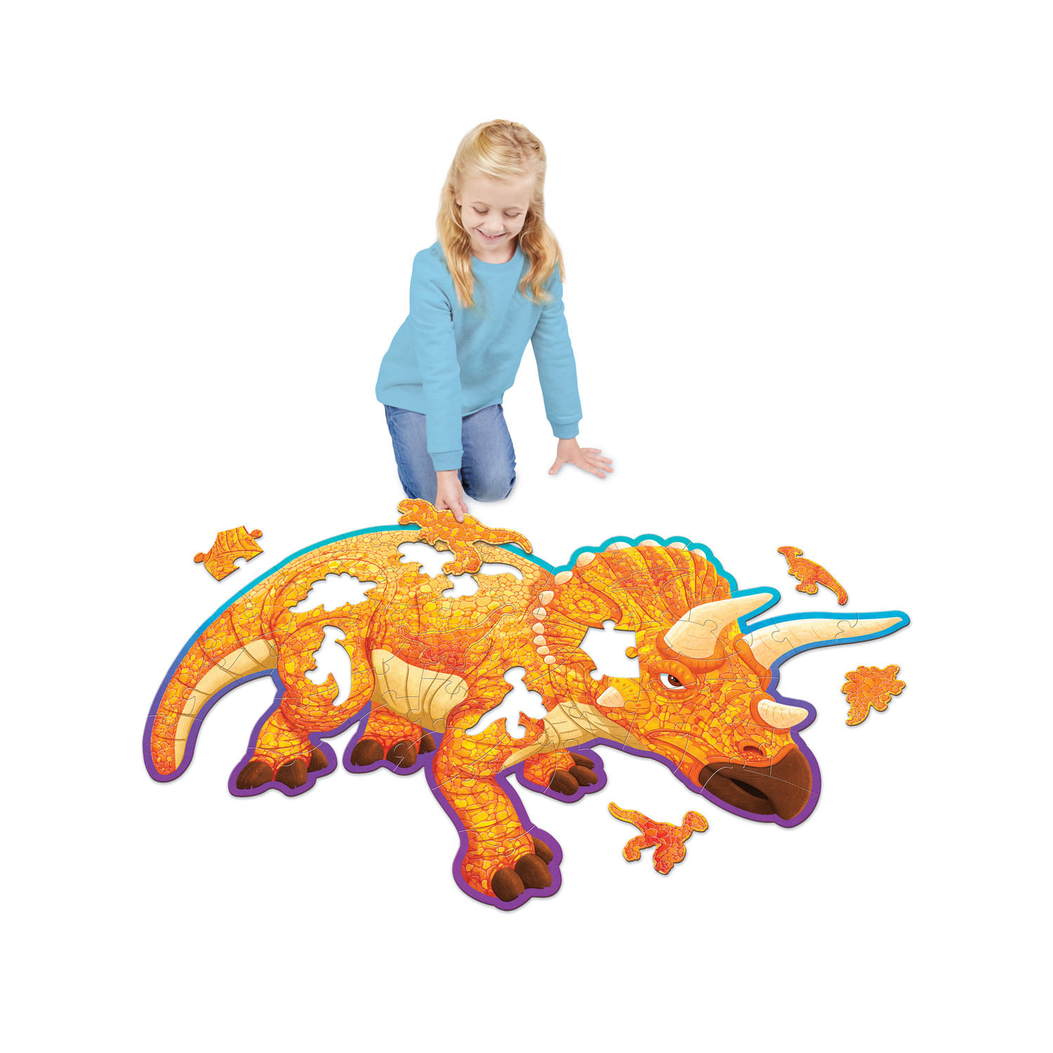Puzzle de podea in forma de triceratop, Triceratops Floor Puzzle fotografia produsului View 3 L