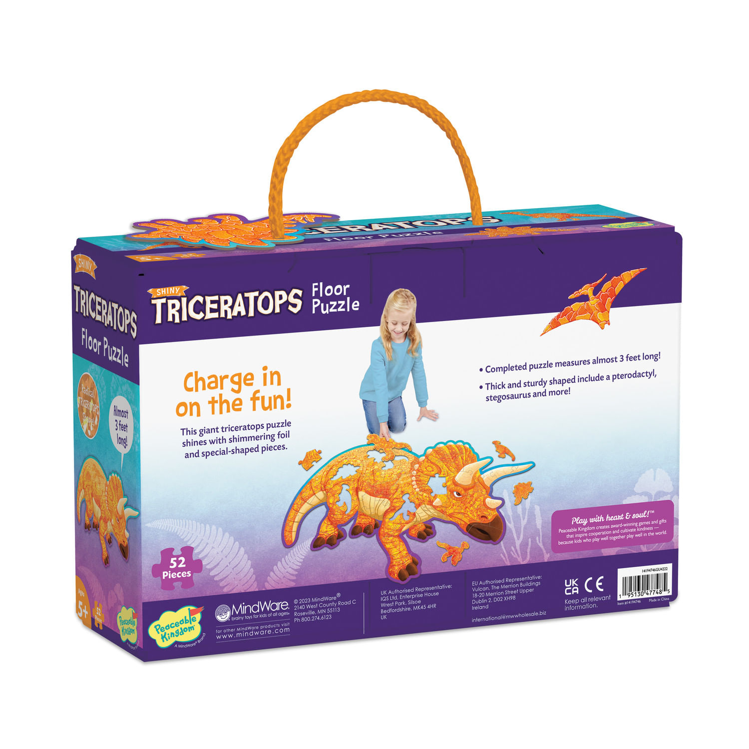 Puzzle de podea in forma de triceratop, Triceratops Floor Puzzle fotografia produsului View 2 L