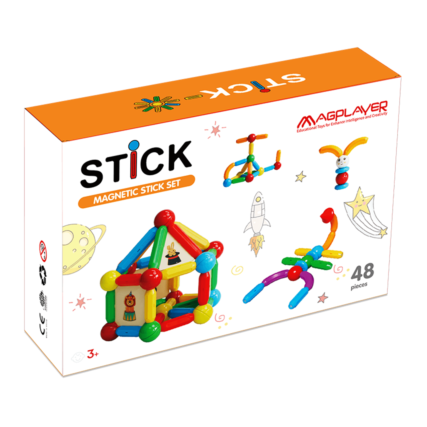 Set de constructie magnetic - STICK (48 piese) fotografia produsului View 2 L