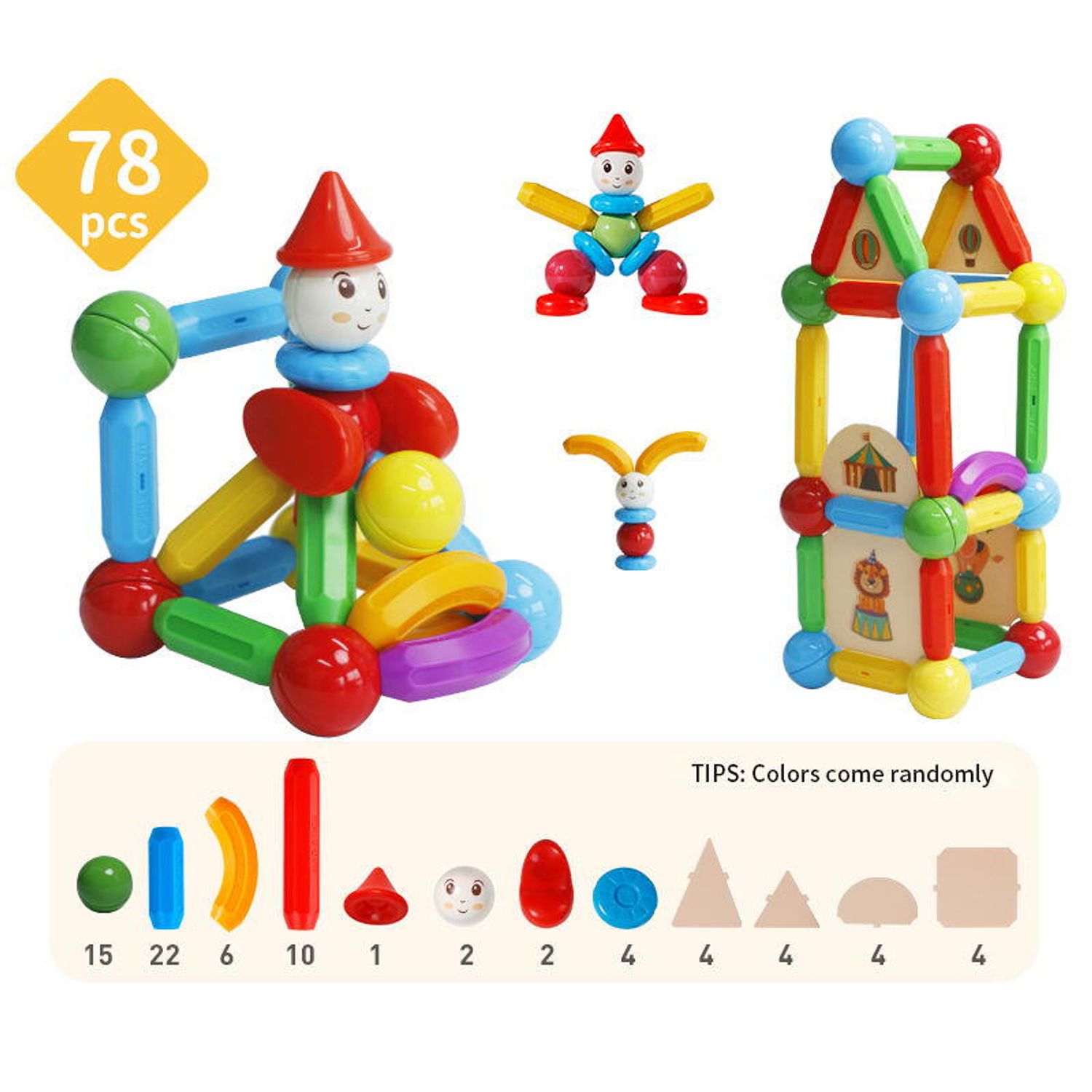 Set de constructie magnetic - STICK (78 piese) fotografia produsului View 2 L
