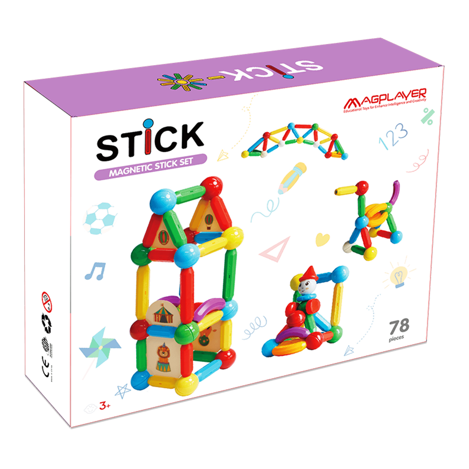 Set de constructie magnetic - STICK (78 piese) fotografia produsului