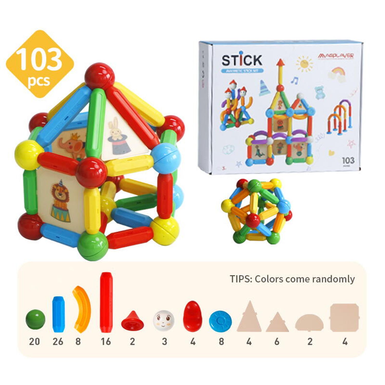 Set de constructie magnetic - STICK (103 piese) fotografia produsului View 4 L