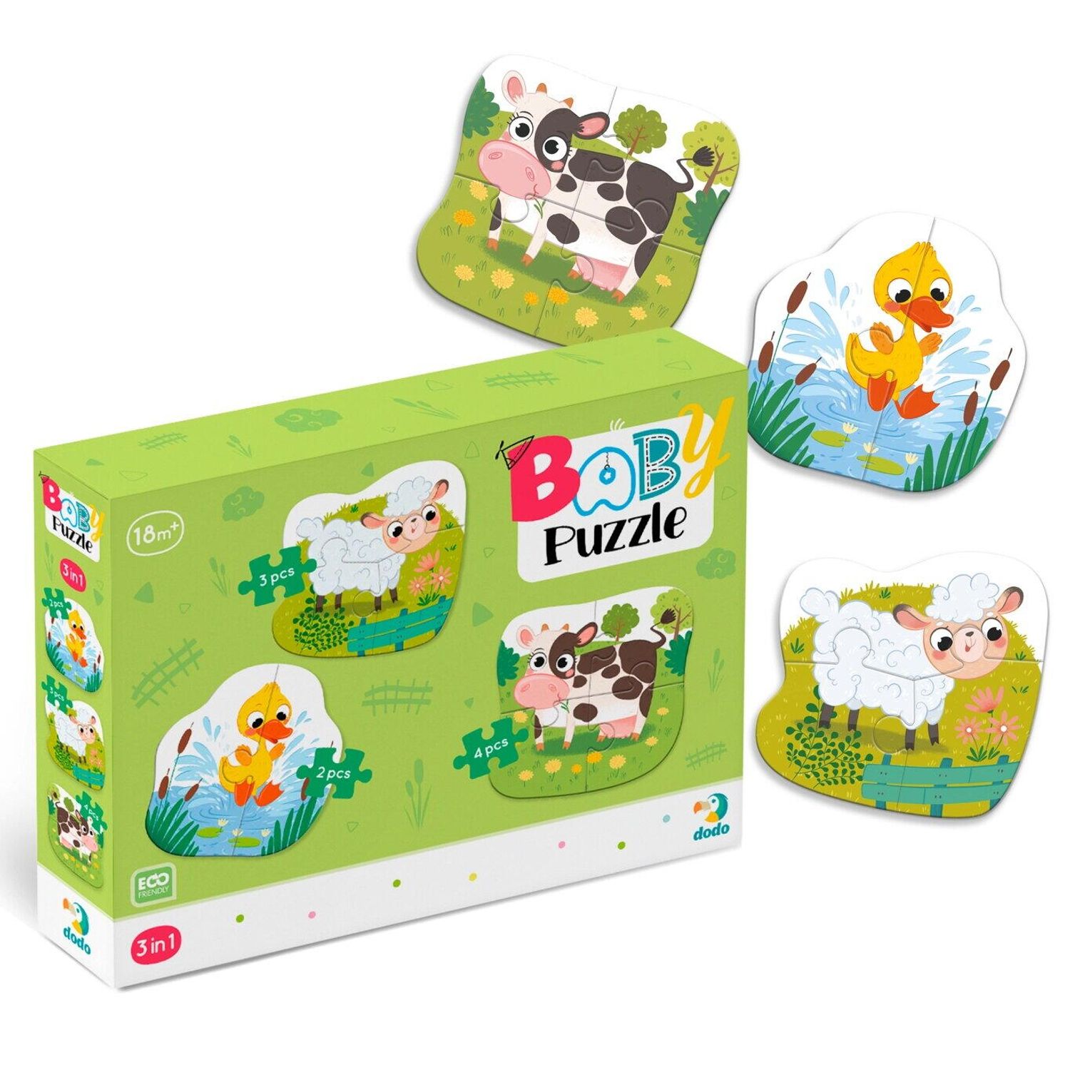 Puzzle 3 in 1  - Animalutele de la ferma (2,3,4 piese) fotografia produsului View 4 L