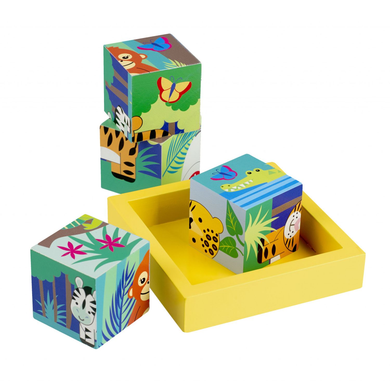 Cuburi cu animale din jungla, Orange Tree Toys fotografia produsului View 3 L