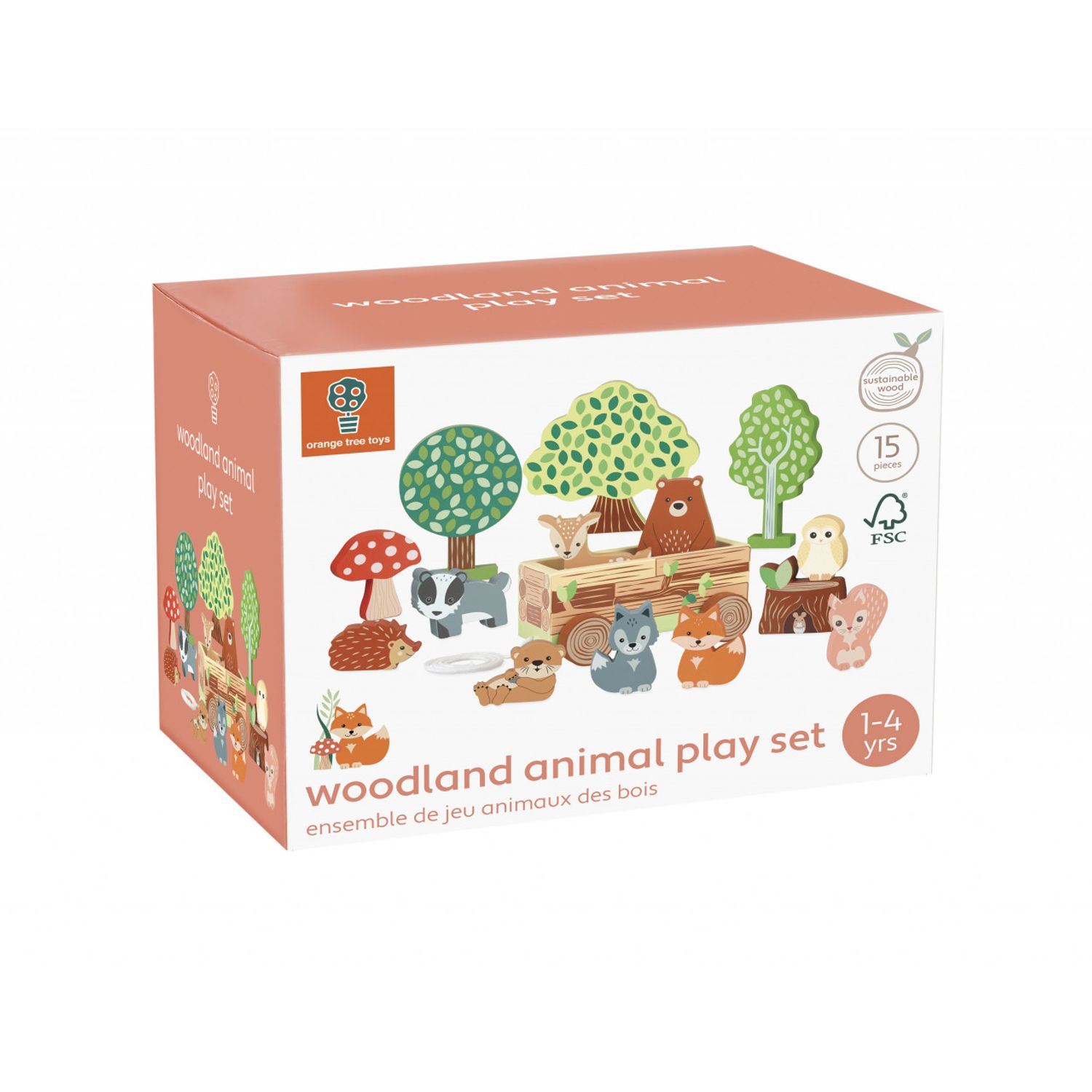 Set cu piese din lemn animale de padure, Orange Tree Toys fotografia produsului