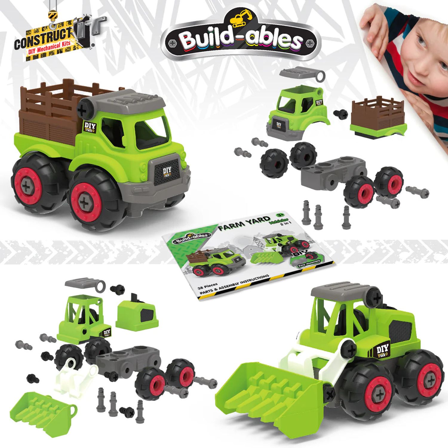Kit STEM de construit Utilaje de ferma 2 in 1 fotografia produsului View 4 L