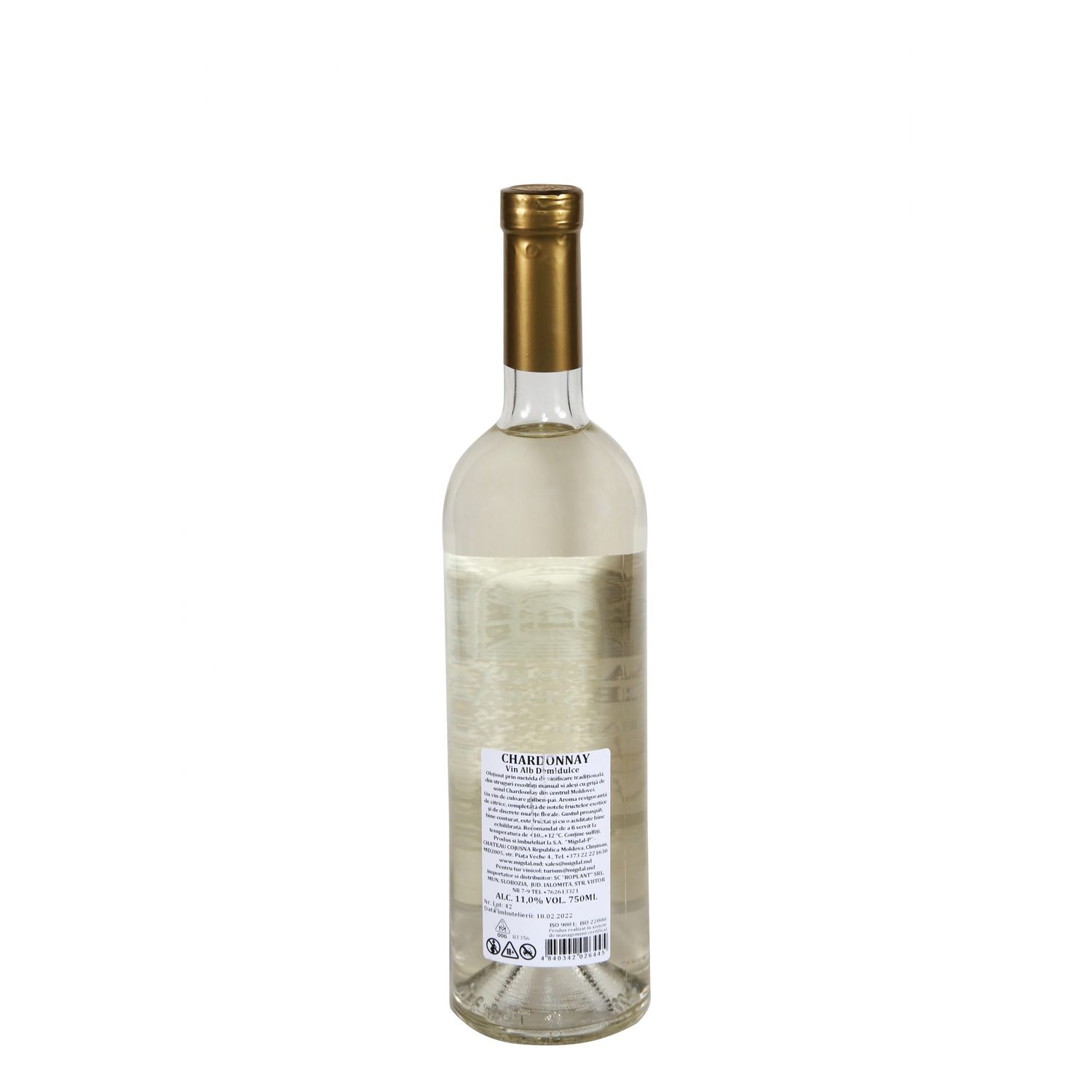 Chardonnay Alb - 2018 Demidulce 12% fotografia produsului View 4 L