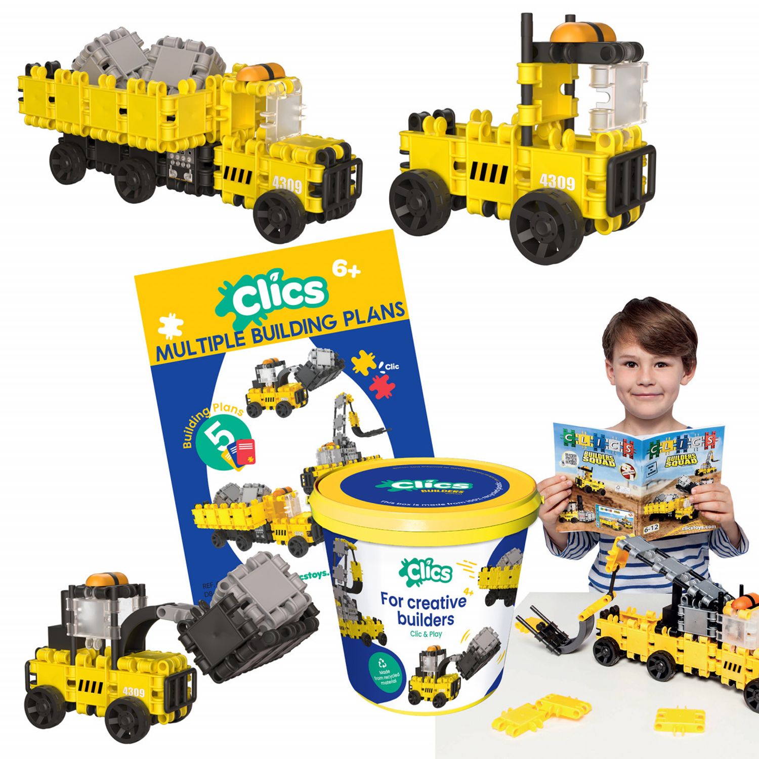 Set Clics de construit vehicule de constructie 5 in 1 fotografia produsului View 4 L