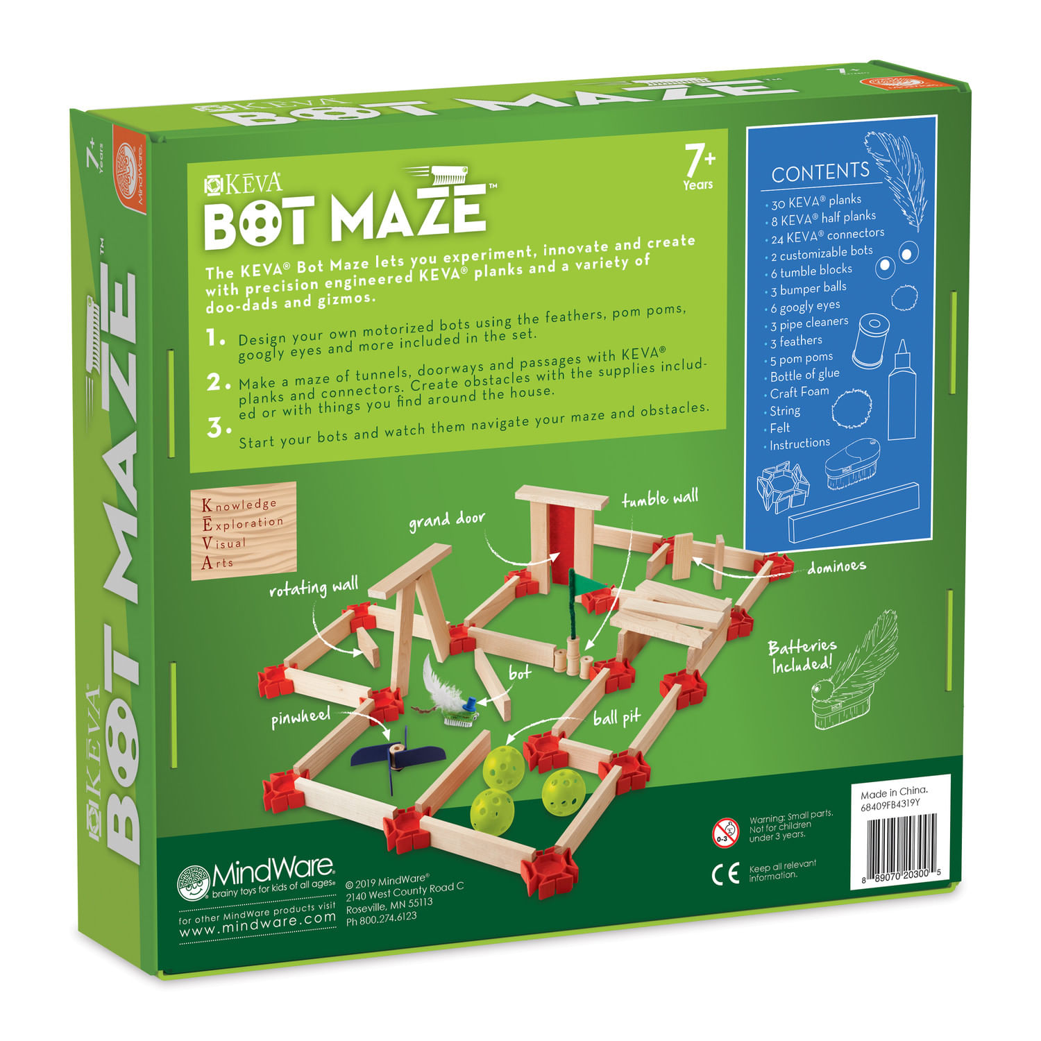 KEVA Maker Bot Maze, labirint cu piese de lemn si roboti motorizati fotografia produsului View 3 L