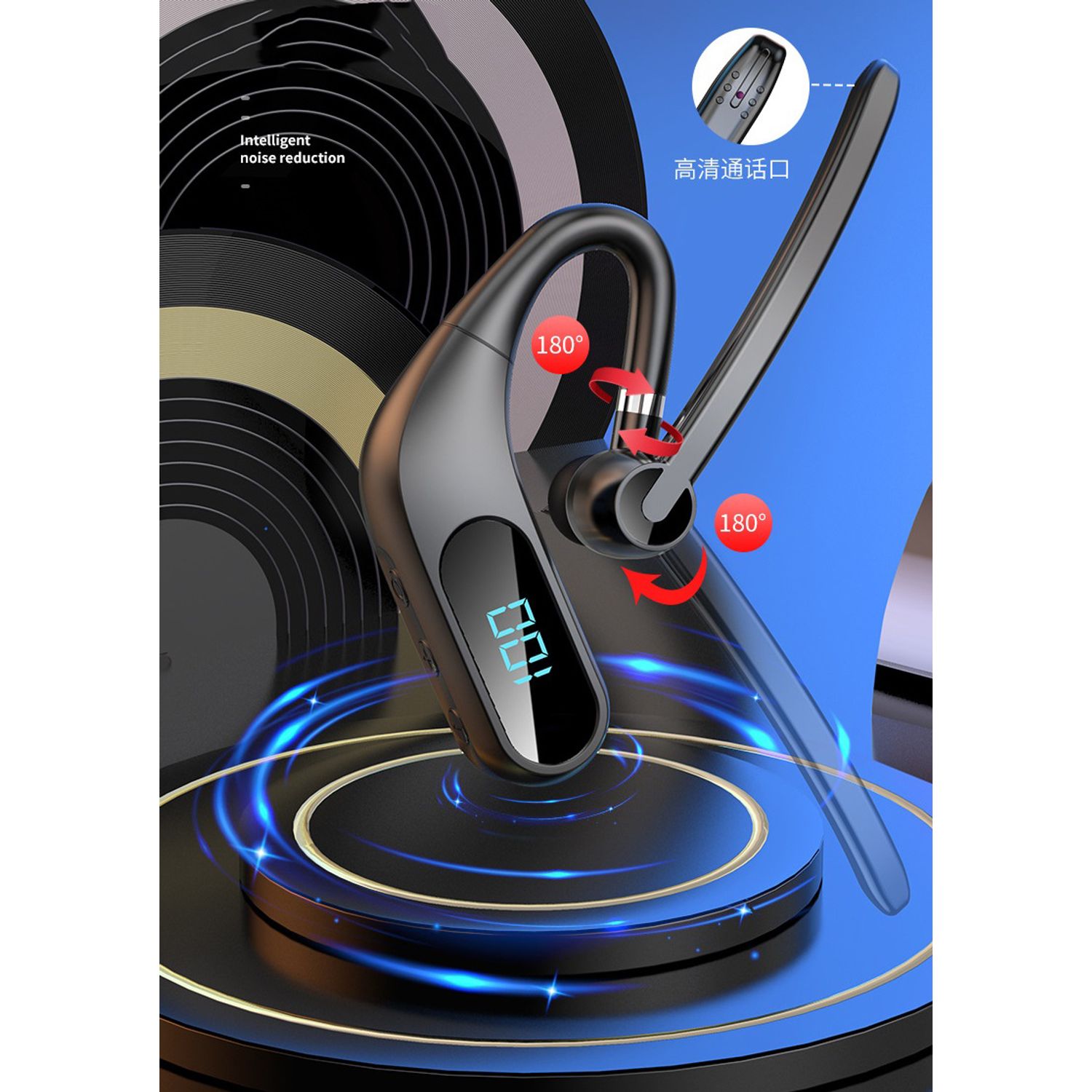 Casca Bluetooth Wireless MRG MKJ12 , Bluetooth 5.0, Handsfree, LCD, Negru fotografia produsului View 7 L