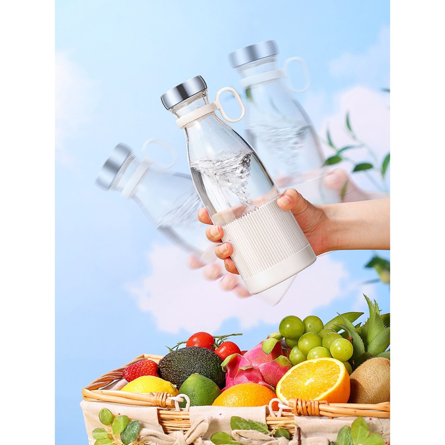 Mini Blender Portabil MRG MA785, Electric, Cu Acumulator, 6 Lame 3D, 420 ml fotografia produsului View 3 L
