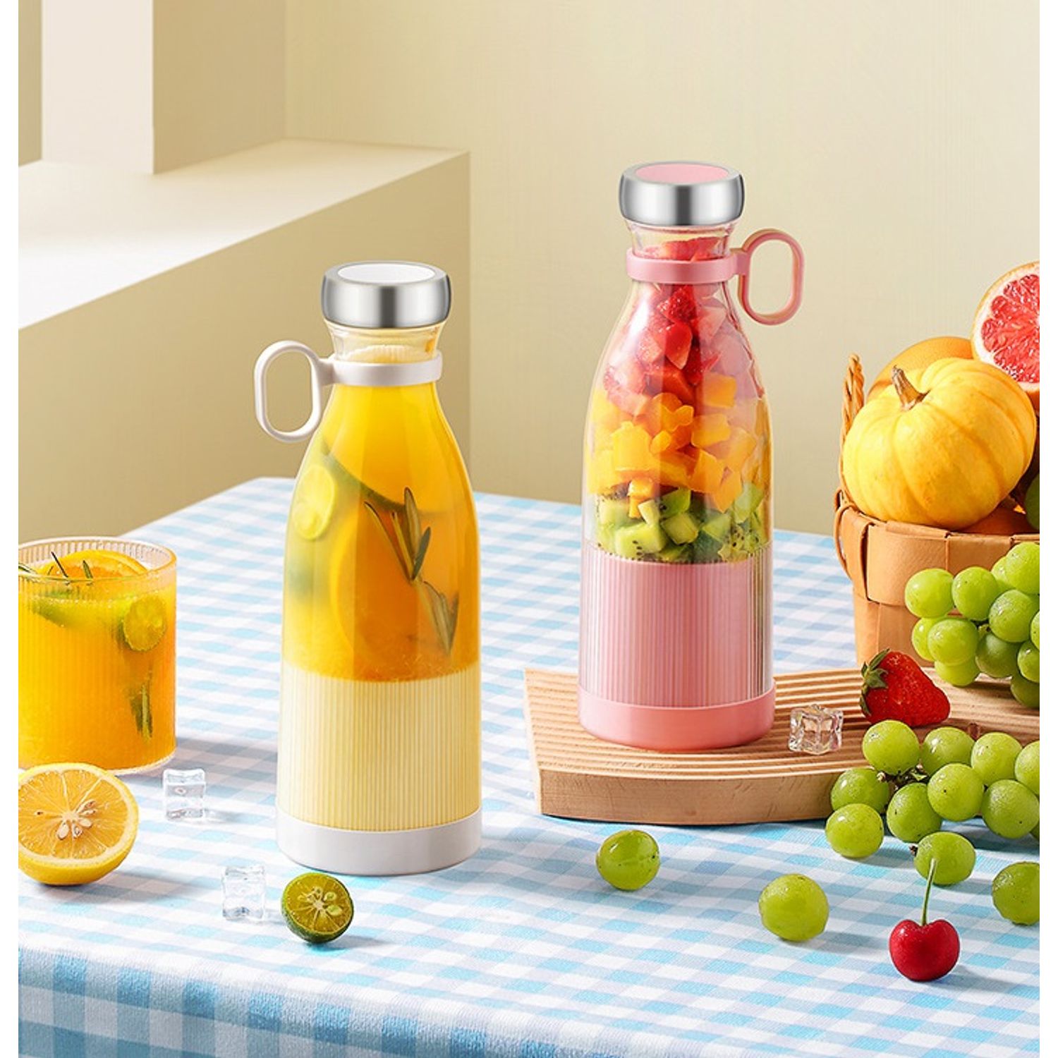 Mini Blender Portabil MRG MA785, Electric, Cu Acumulator, 6 Lame 3D, 420 ml fotografia produsului View 7 L