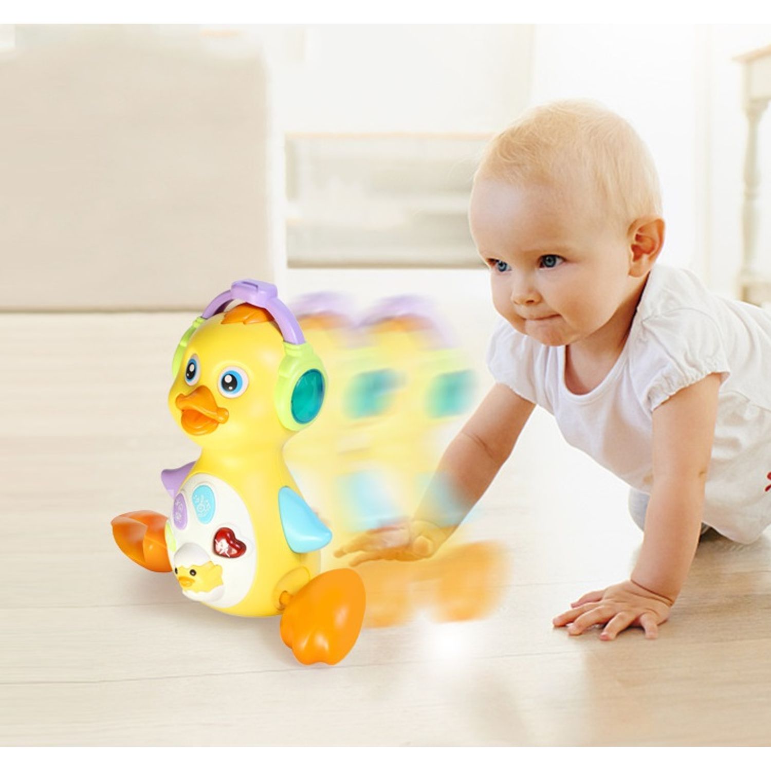 Jucarie Interactiva Rata MRG M8862A, Cu Muzica si Lumini, Miscare Liniara fotografia produsului View 6 L