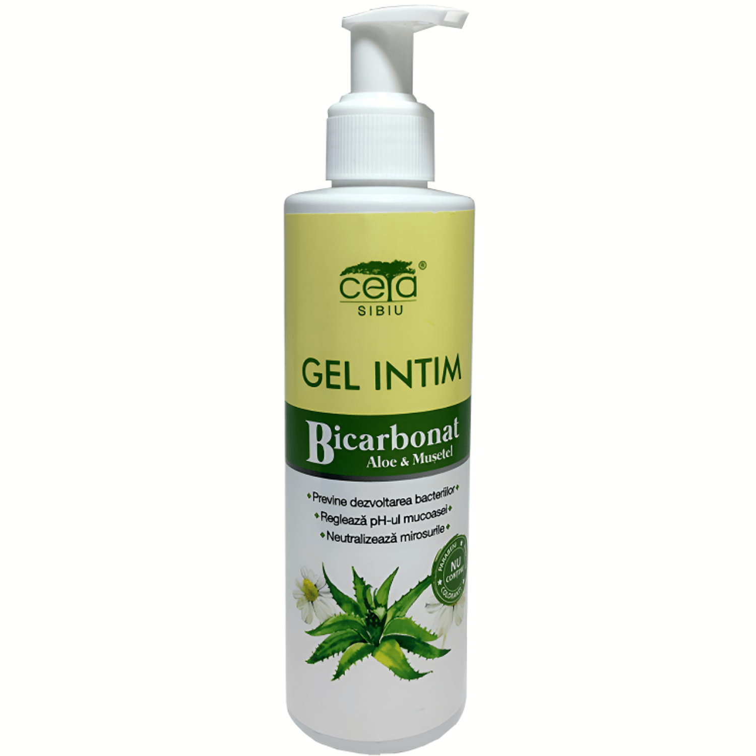 Gel igiena intima bicarbonat aloe musetel pompita 200ml - CETA SIBIU fotografia produsului