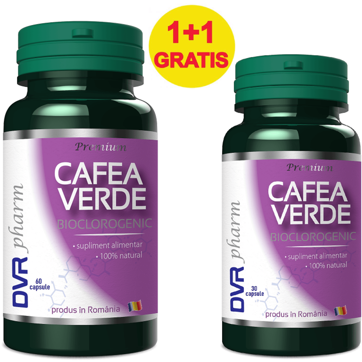Pachet Cafea verde bioclorogenic 60+30cps - DVR PHARM fotografia produsului