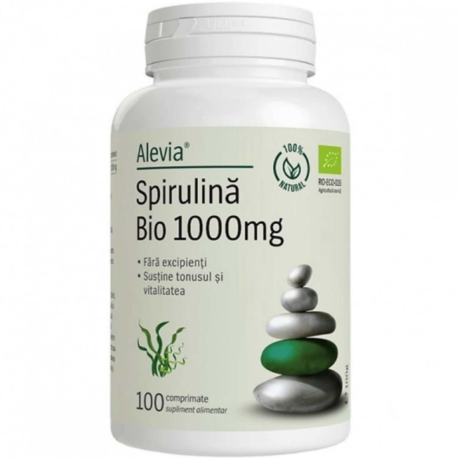 Spirulina 1000mg bio 100cp - ALEVIA fotografia produsului