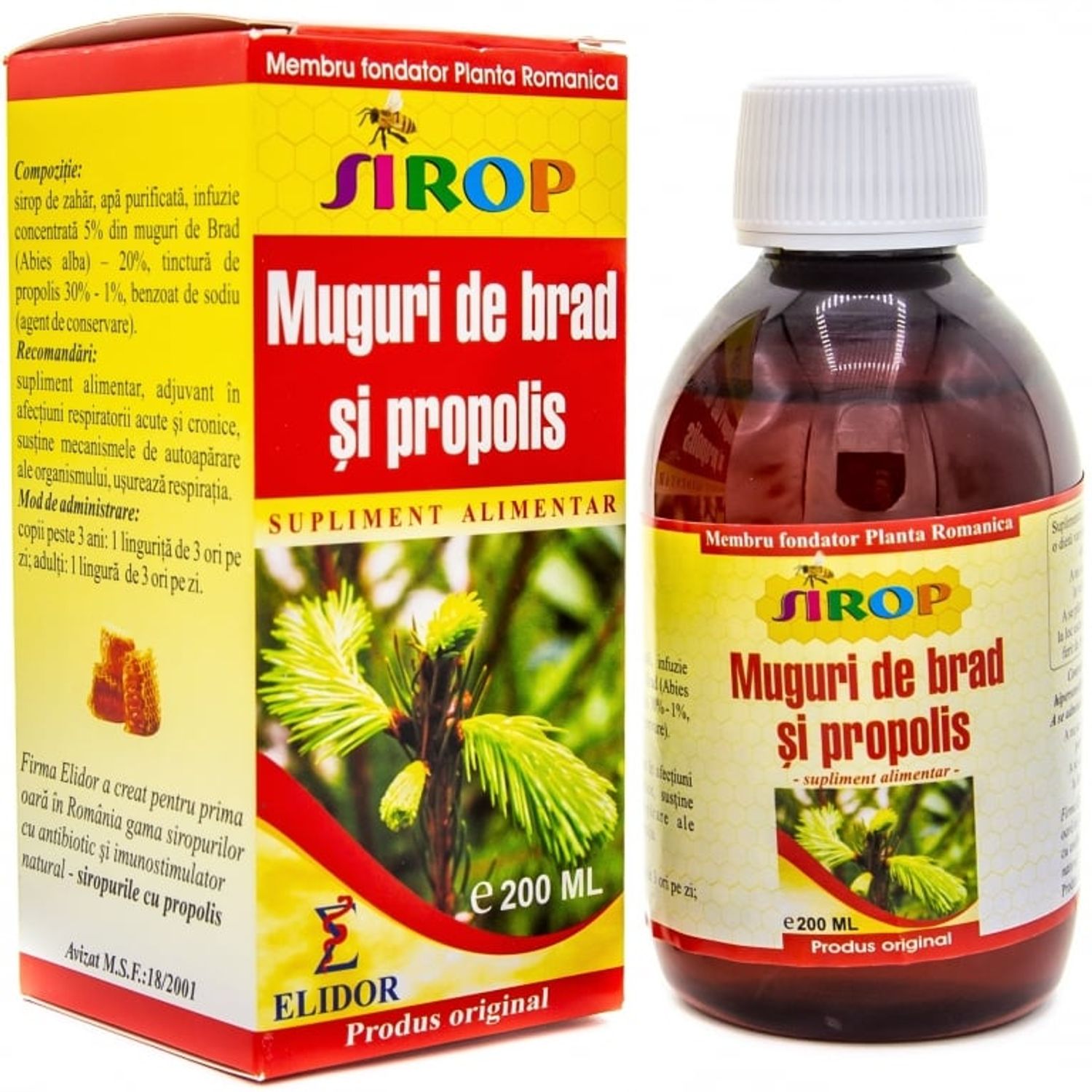 Sirop muguri brad propolis 200ml - ELIDOR fotografia produsului