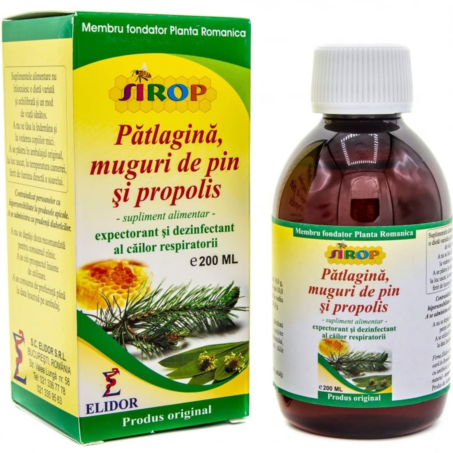 Sirop patlagina pin propolis 200ml - ELIDOR fotografia produsului