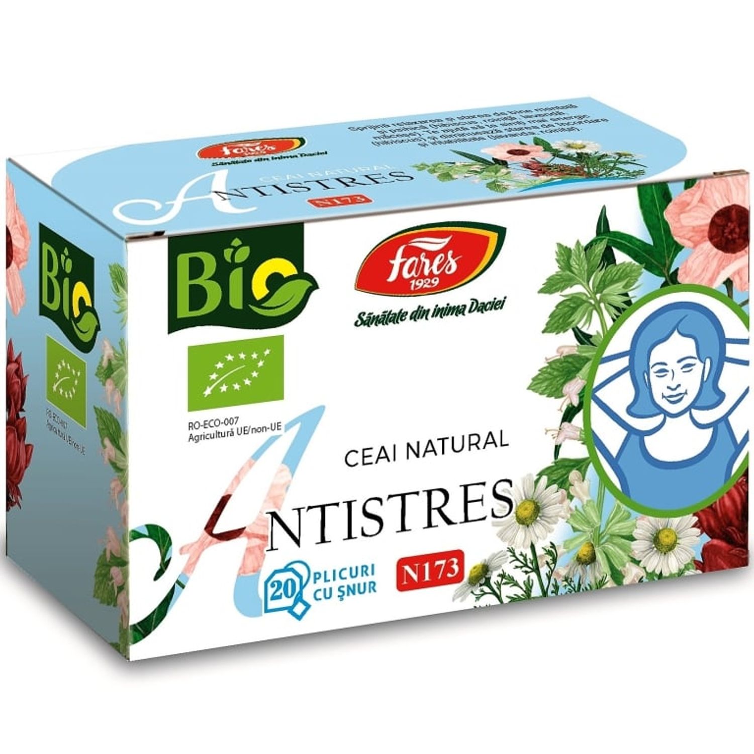 Ceai natural Antistres bio 20dz - FARES fotografia produsului