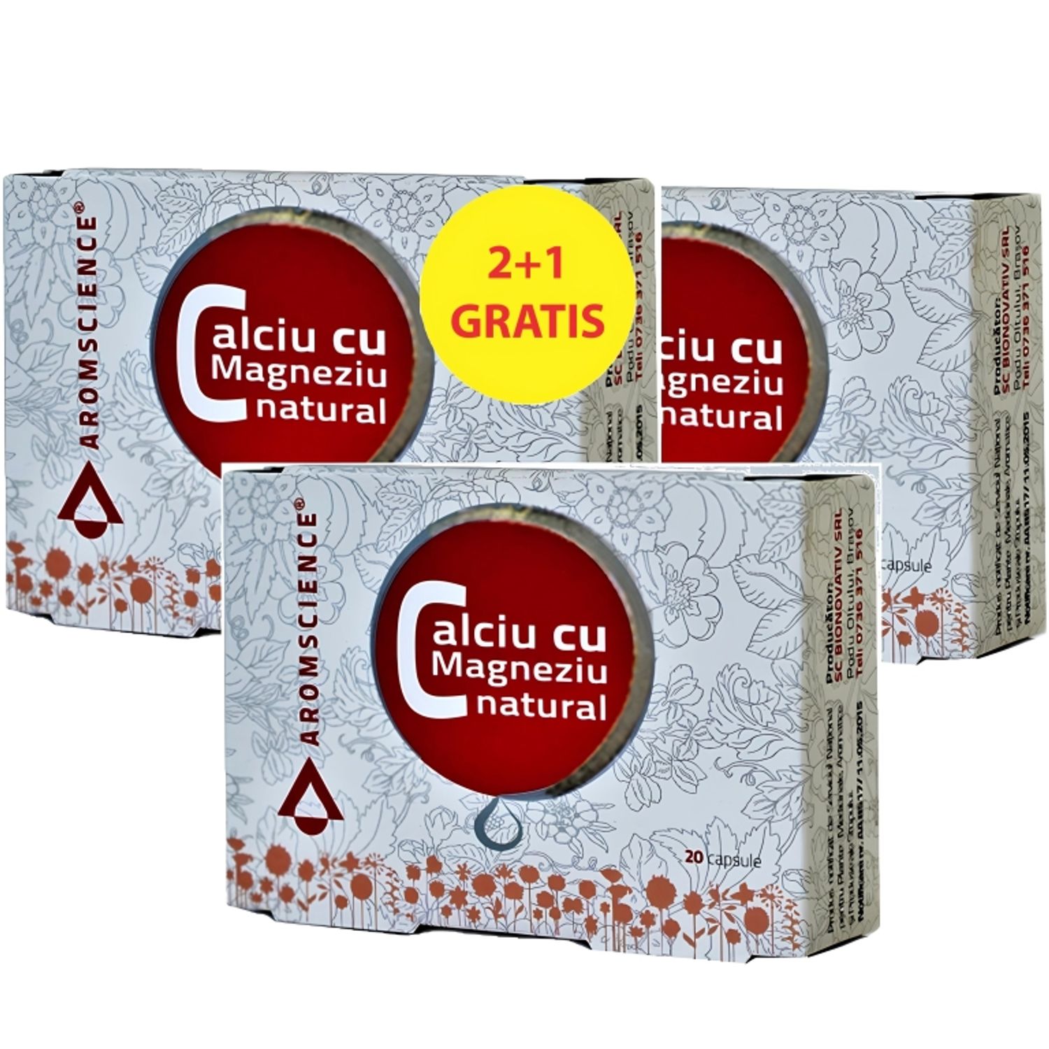 Pachet Calciu magneziu natural 3x20cps - AROM SCIENCE fotografia produsului