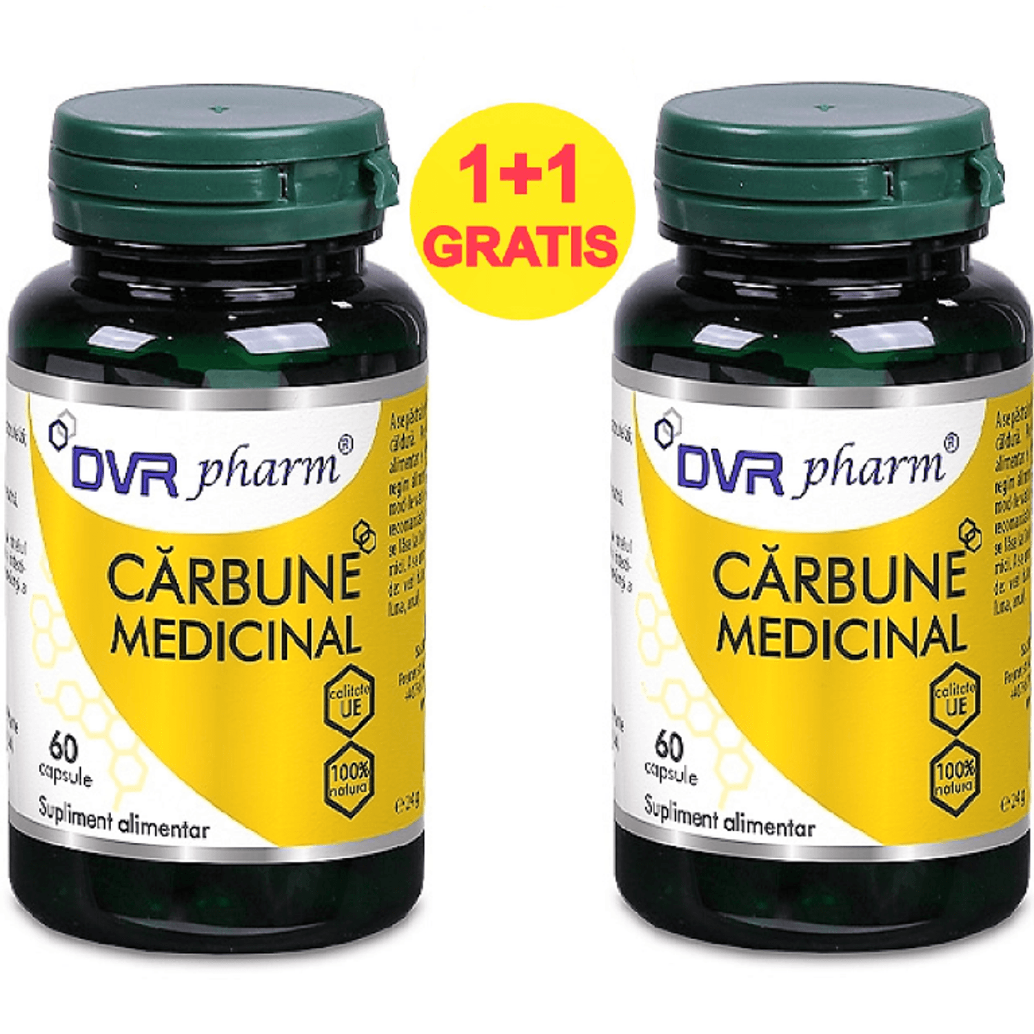 Pachet Carbune medicinal 300mg 2x60cps - DVR PHARM fotografia produsului