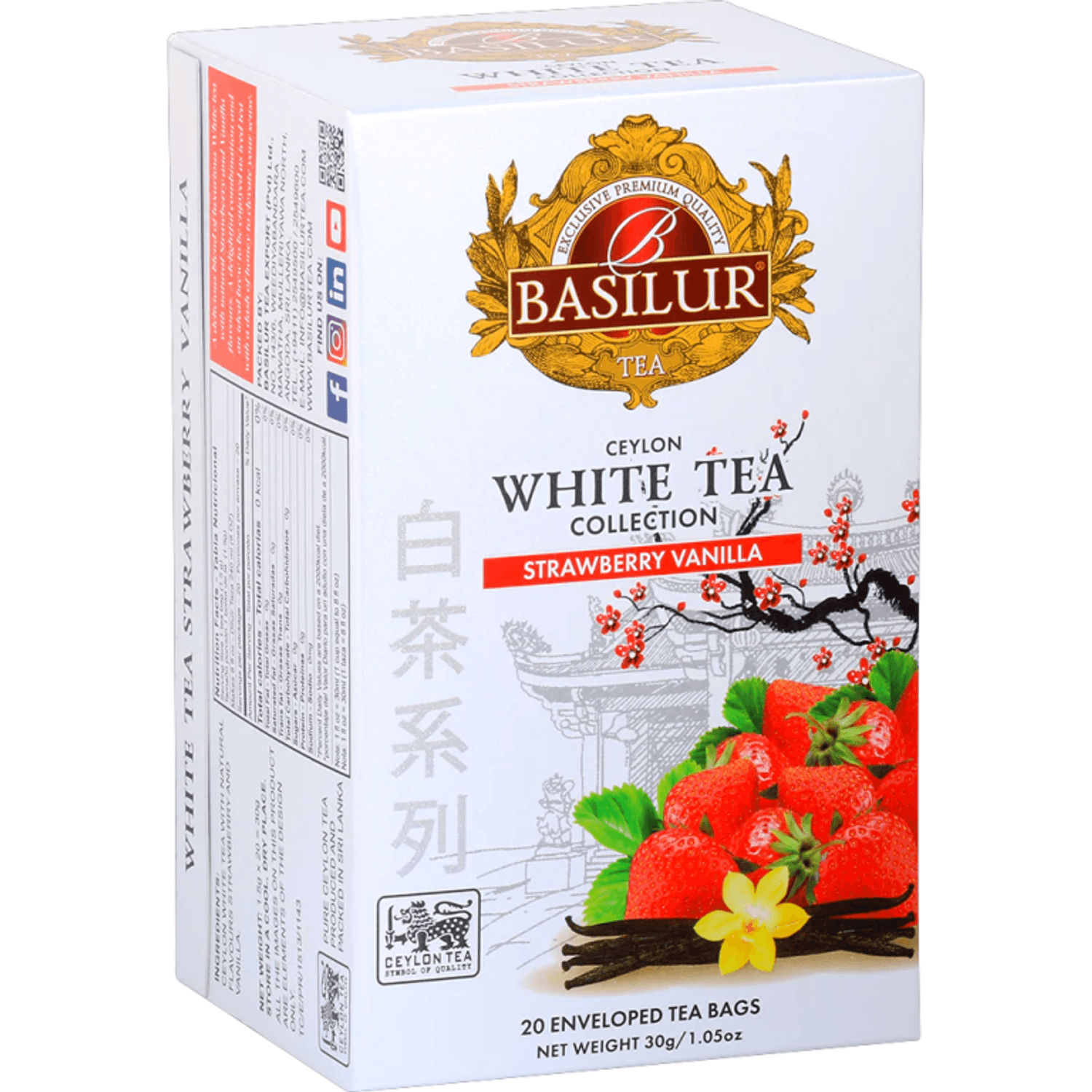 Ceai alb ceylon White Tea Collection capsuni vanilie 1,5gx20dz - BASILUR fotografia produsului