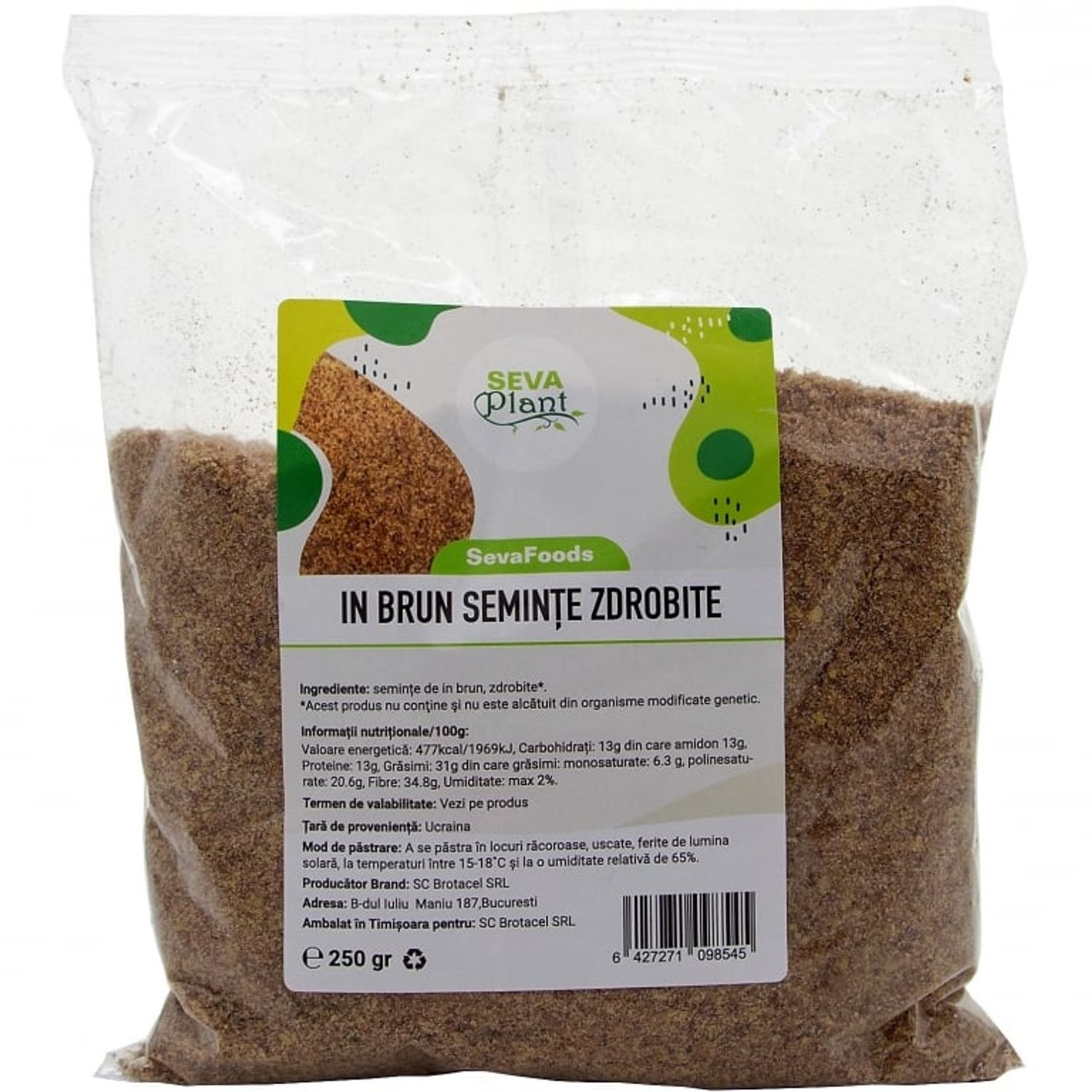 Seminte in brun zdrobite 250g - SEVA FOOD fotografia produsului
