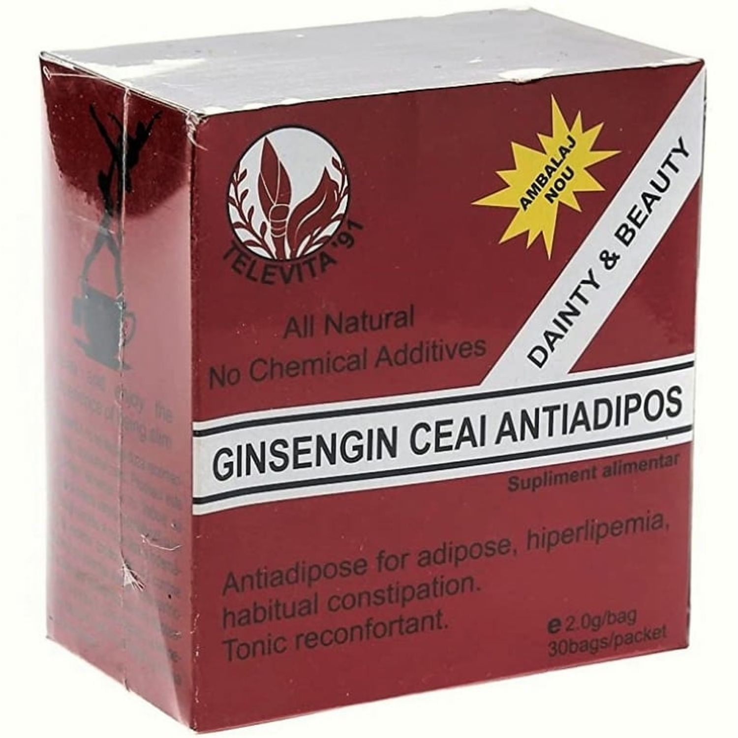 Ceai antiadipos ginseng 30dz - TELEVITA fotografia produsului