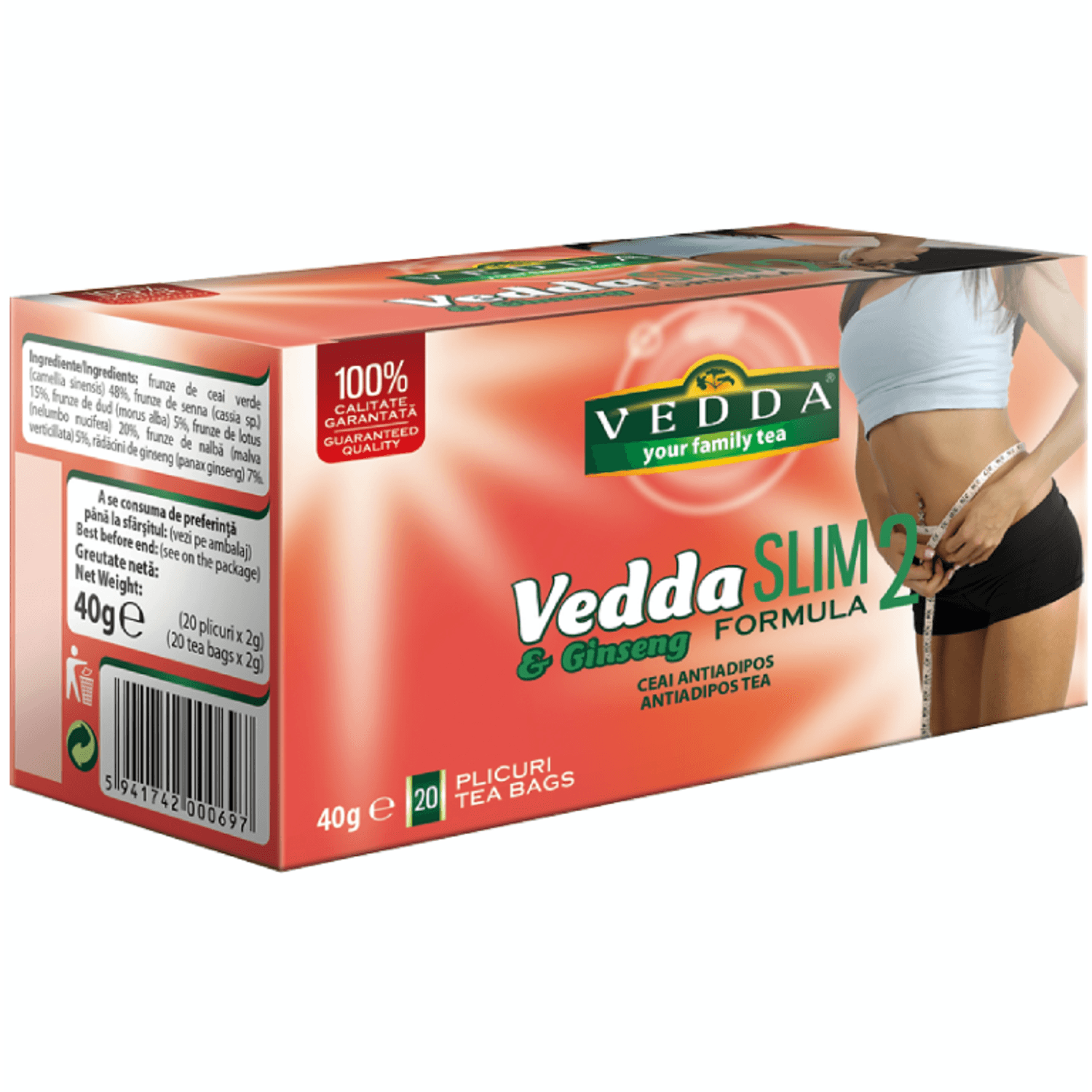 Ceai antiadipos ginseng slim formula2 20dz - VEDDA fotografia produsului