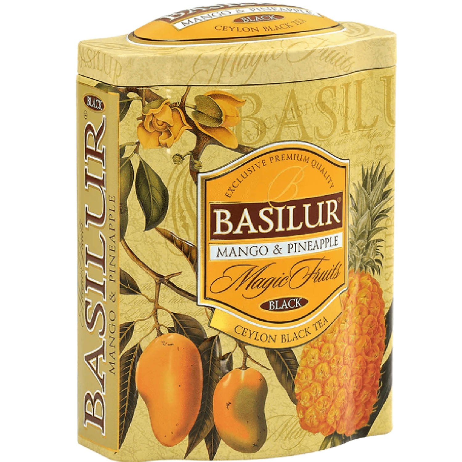 Ceai negru ceylon Magic Fruits mango ananas cutie 100g - BASILUR fotografia produsului