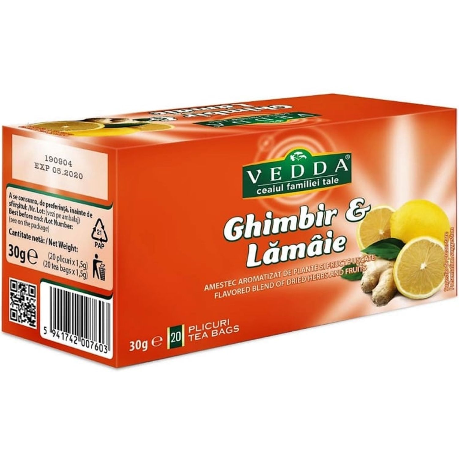 Ceai ghimbir lamaie 20dz - VEDDA fotografia produsului