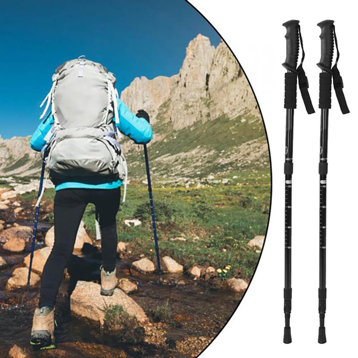 Baston telescopic pentru drumetii, 1 pereche fotografia produsului View 7 L