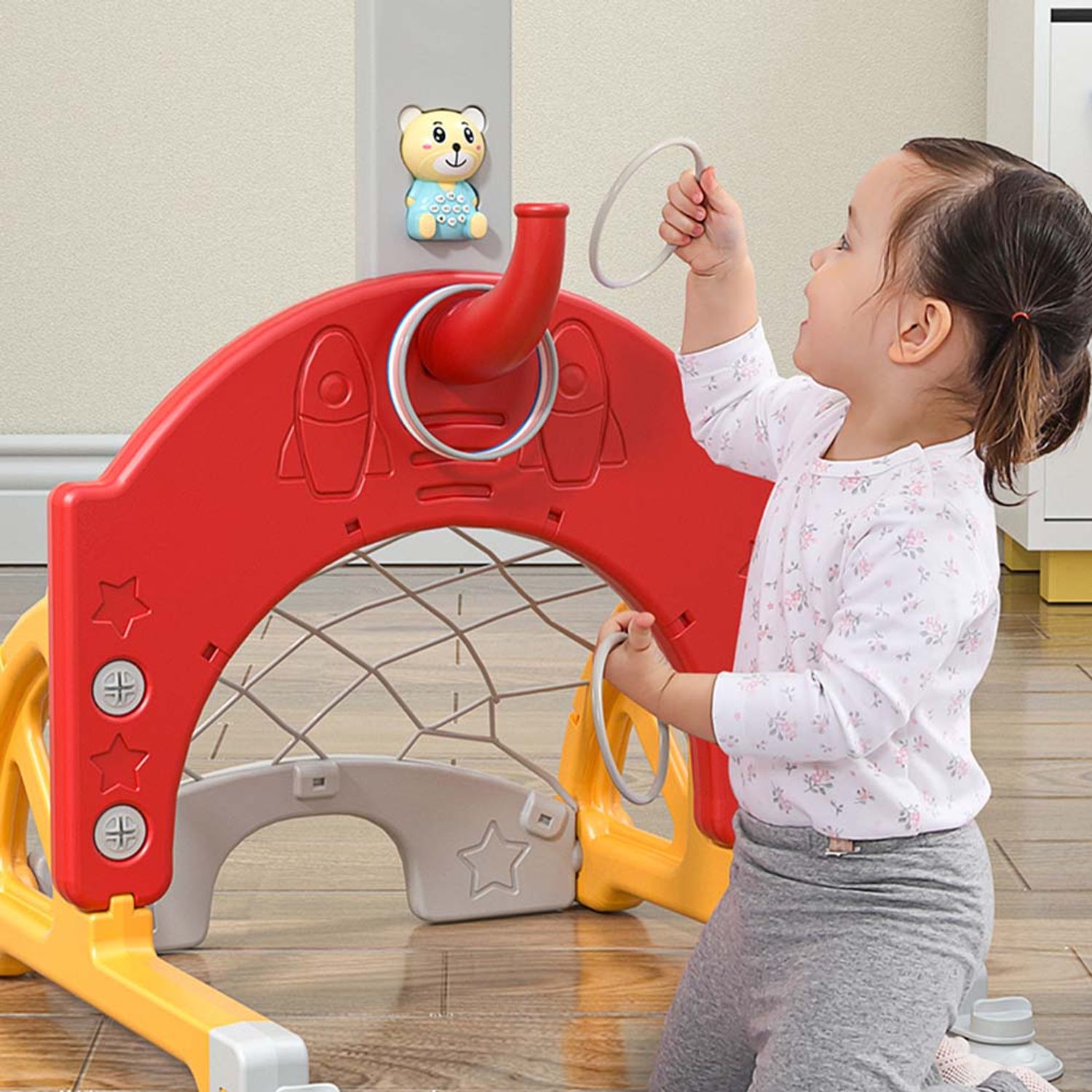 Set de joaca pentru copii 4 in 1 cu inaltime reglabila, portocaliu-galben fotografia produsului View 4 L
