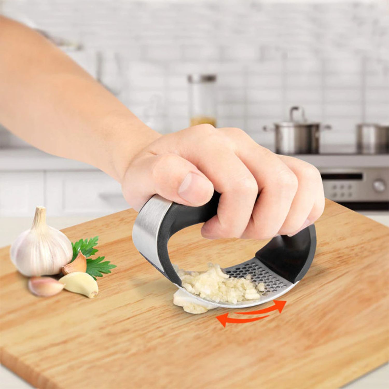 Zdrobitor usturoi, plastic/inox, negru fotografia produsului View 5 L