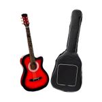 Chitara clasica IdeallStore&reg;, 95 cm, lemn, Cutaway, rosie, husa inclusa fotografia produsului