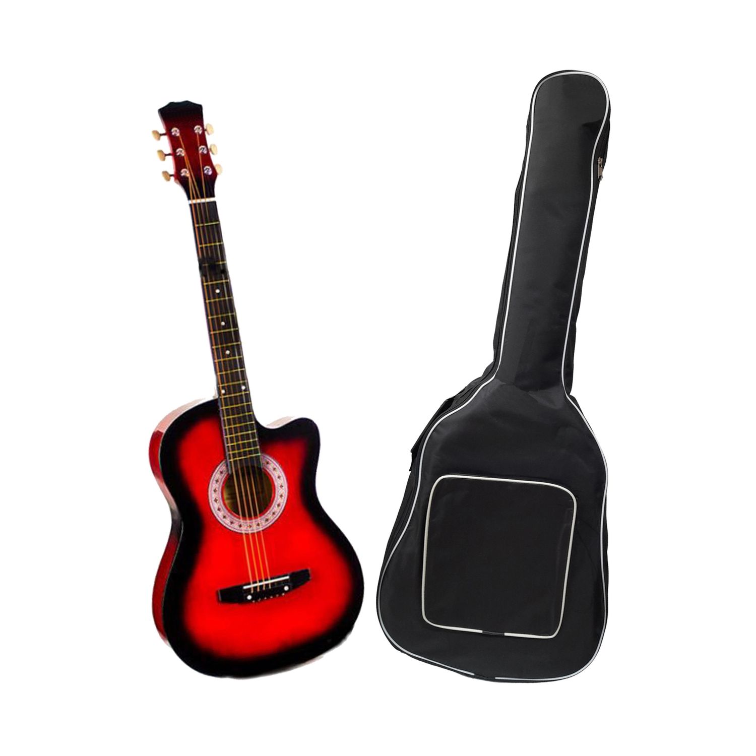 Chitara clasica IdeallStore&reg;, 95 cm, lemn, Cutaway, rosie, husa inclusa fotografia produsului