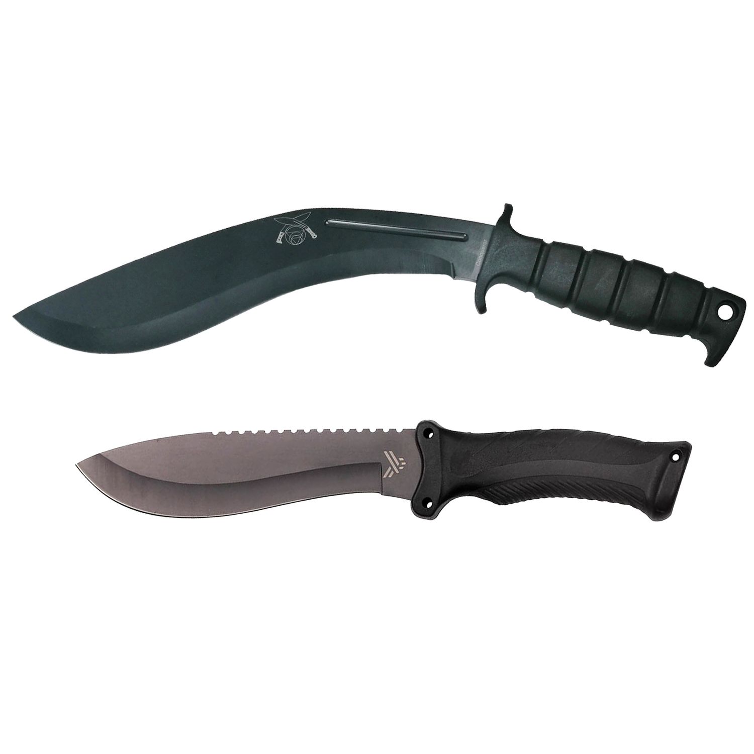Set de vanatoare IdeallStore&reg;, Kukri Madness, maceta si cutit, negru, teaca inclusa fotografia produsului