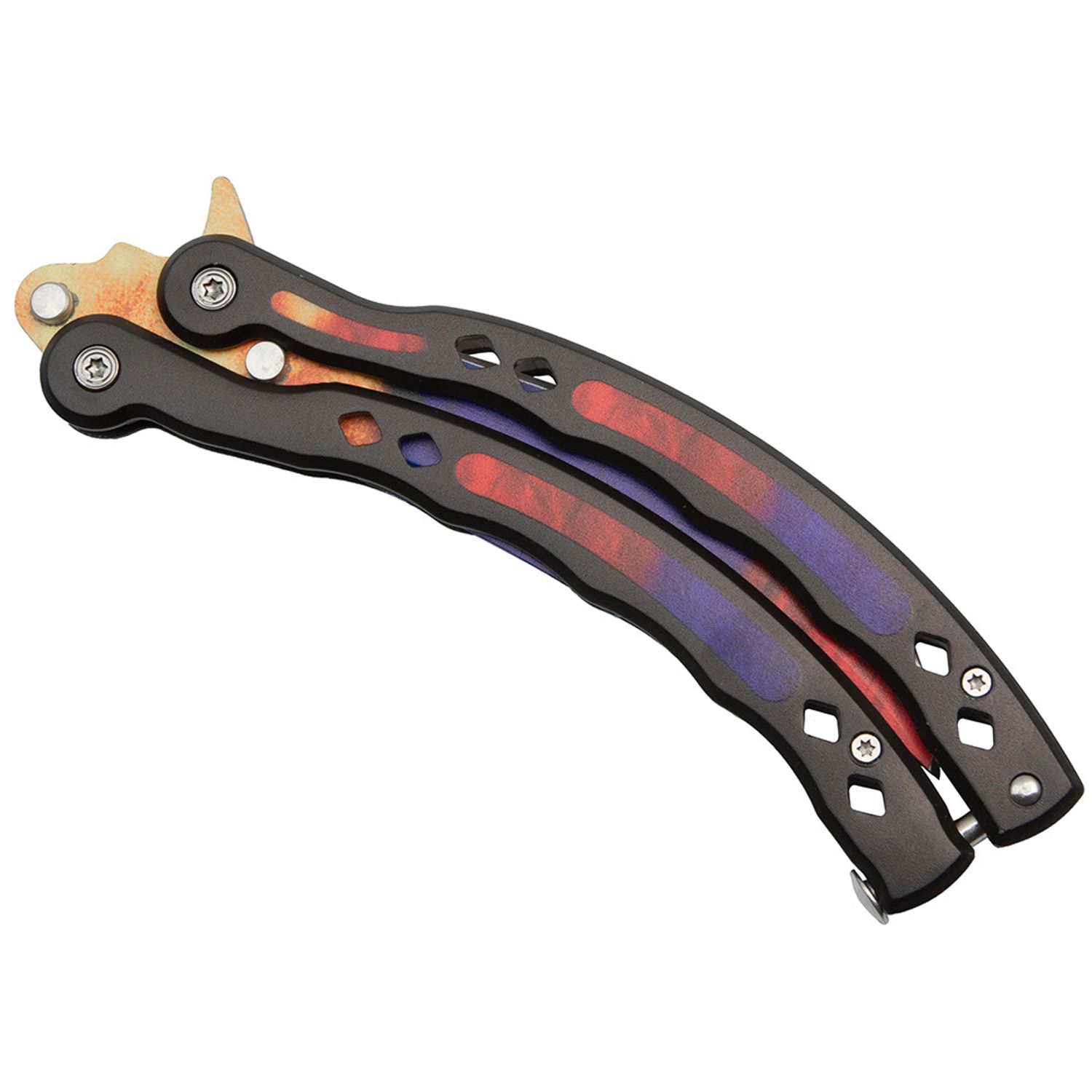 Briceag fluture de antrenament IdeallStore&reg;, Tri-Elements, otel inoxidabil, 24.5 cm, multicolor fotografia produsului View 4 L