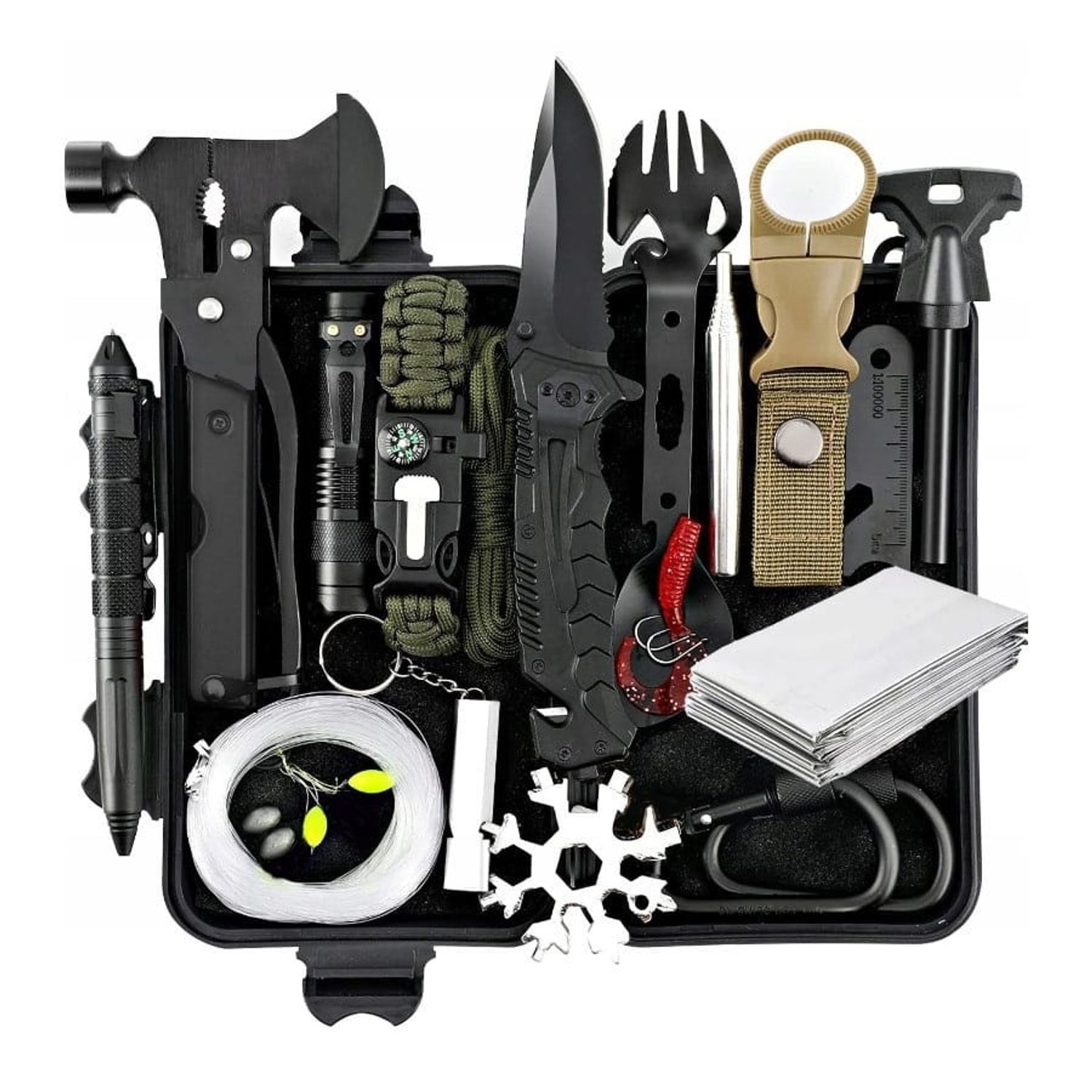 Kit de supravietuire IdeallStore&reg;, Savivour Assistent, 20 elemente multifunctionale, negru fotografia produsului