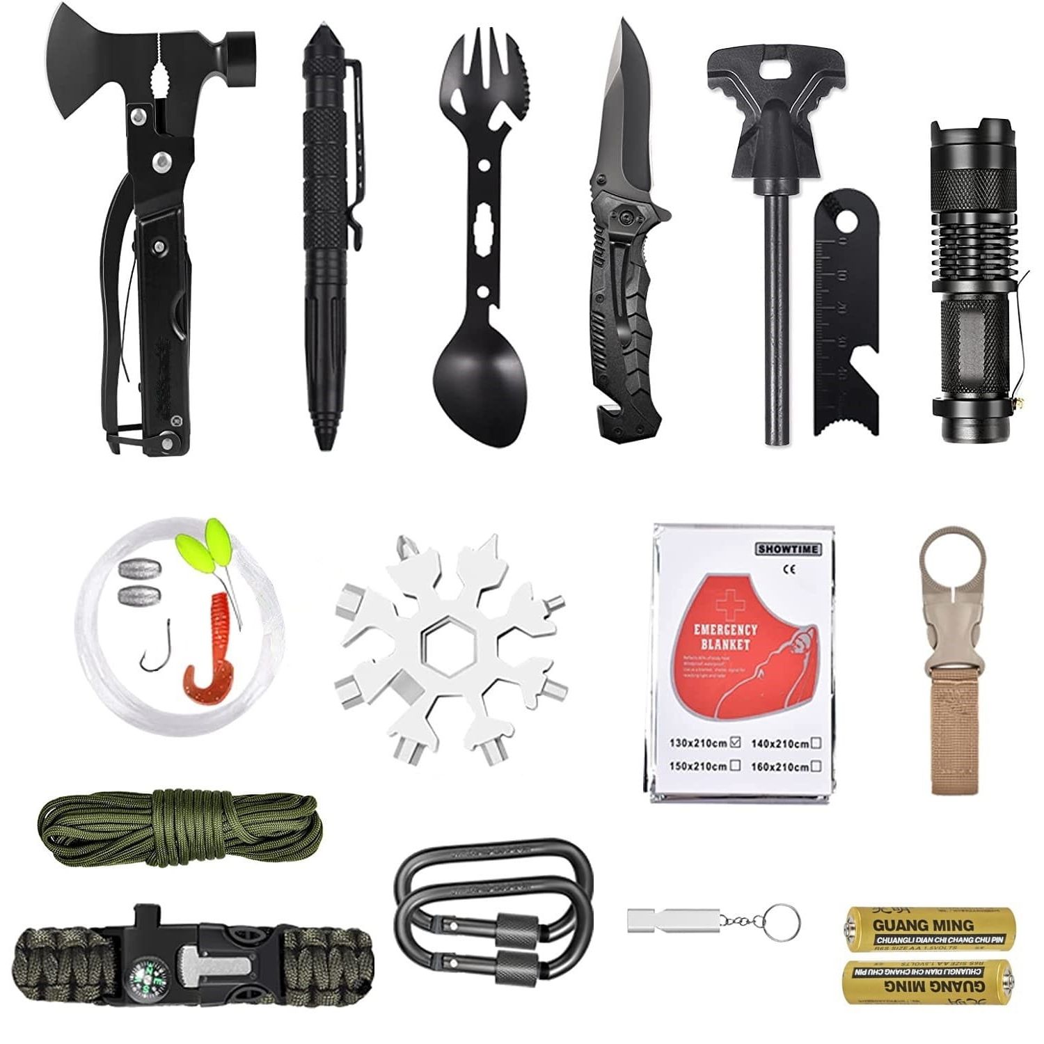 Kit de supravietuire IdeallStore&reg;, Savivour Assistent, 20 elemente multifunctionale, negru fotografia produsului View 2 L