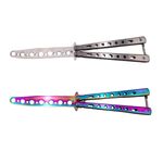 Set doua briceaguri fluture de antrenament IdeallStore&reg;, Rainbow Distortion, otel inoxidabil fotografia produsului