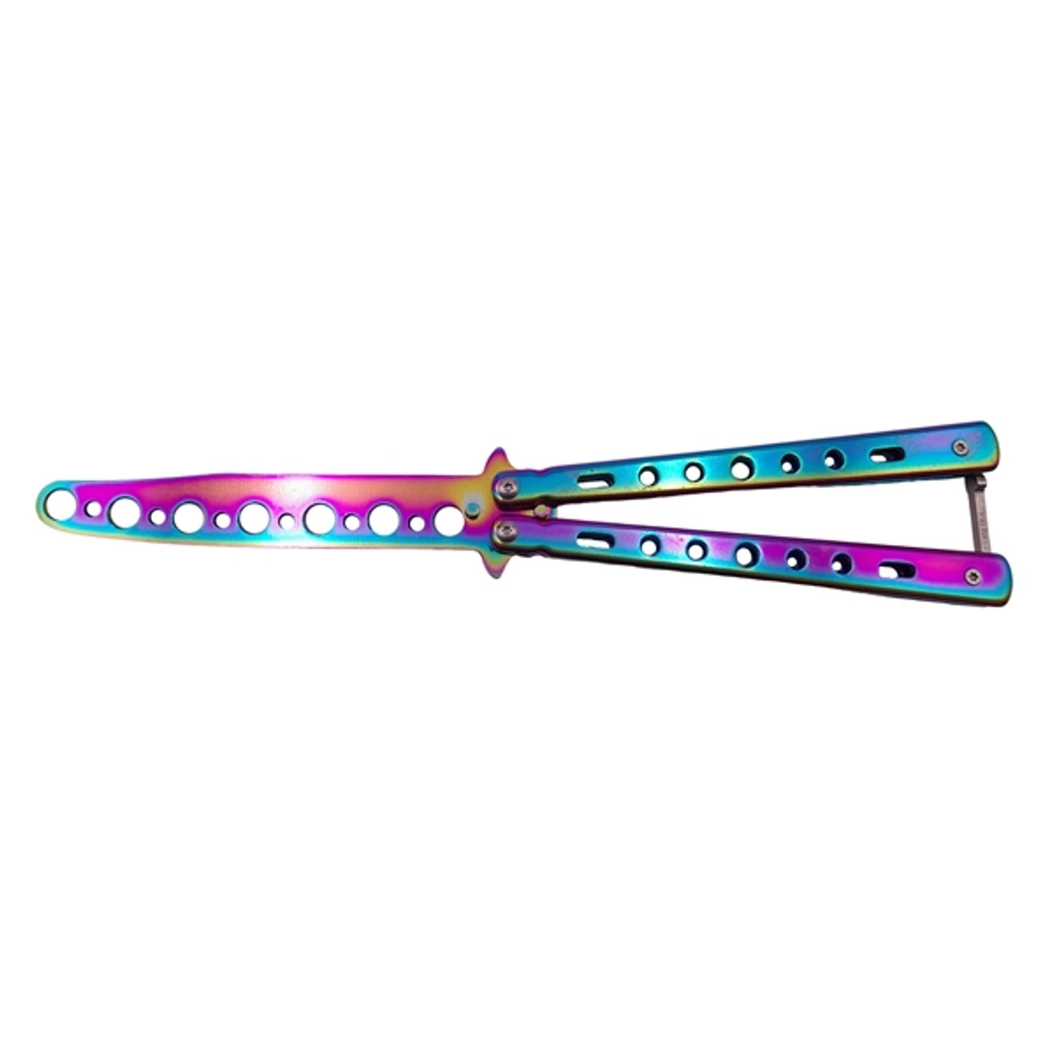 Set doua briceaguri fluture de antrenament IdeallStore&reg;, Rainbow Distortion, otel inoxidabil fotografia produsului View 2 L
