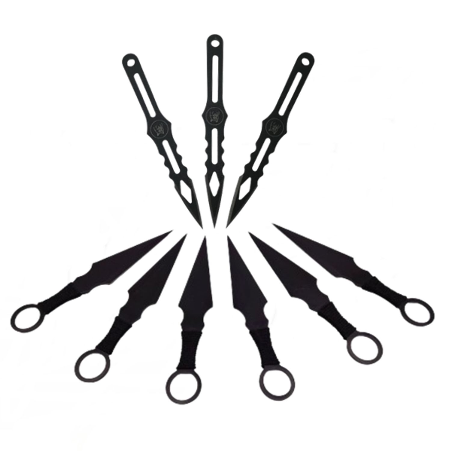 Set 9 cutite de aruncat , IdeallStore&reg; , otel inoxidabil , negru fotografia produsului